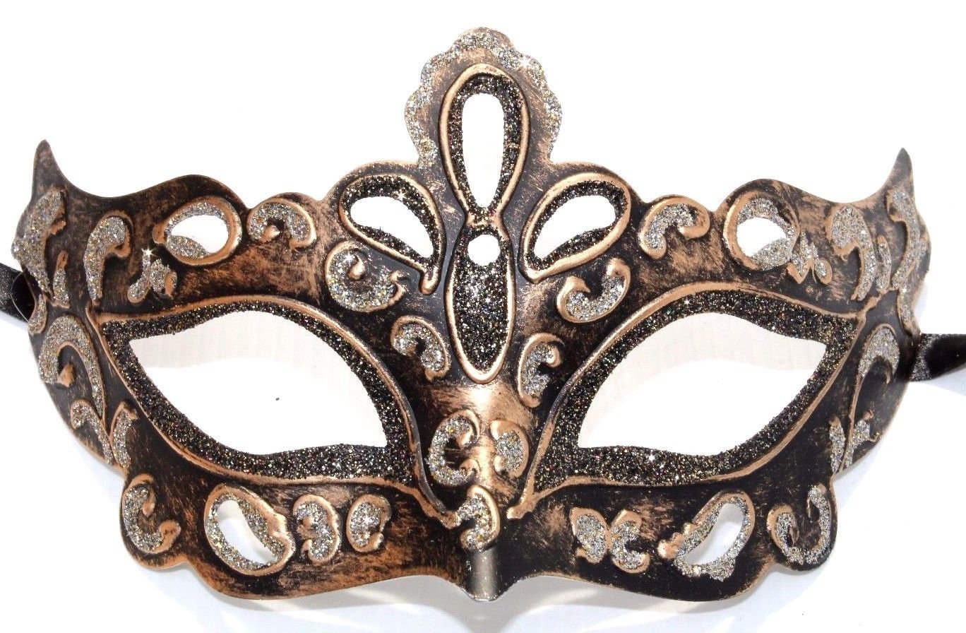 BLACK SILVER & GOLD MALE/FEMALE RIALTO VENETIAN MASQUERADE CARNIVAL PARTY EYE MASK