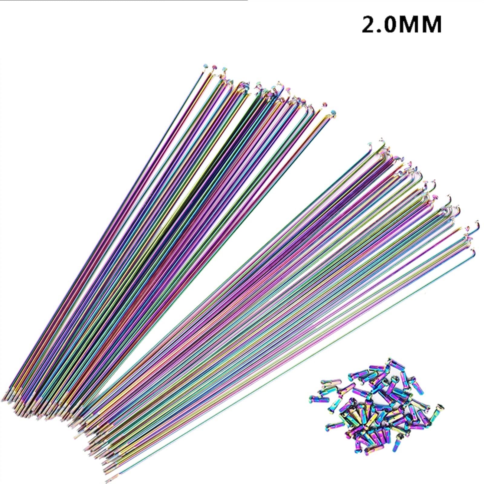 Raggi per Bici, Raggi Rotondi 2.0 J-Bend/Straight Pull Raggi for Bicicletta Colorati Raggi for Bicicletta con Tappi in Ottone Raggi for Mountain Bike 14G(J Bend 72pcs)