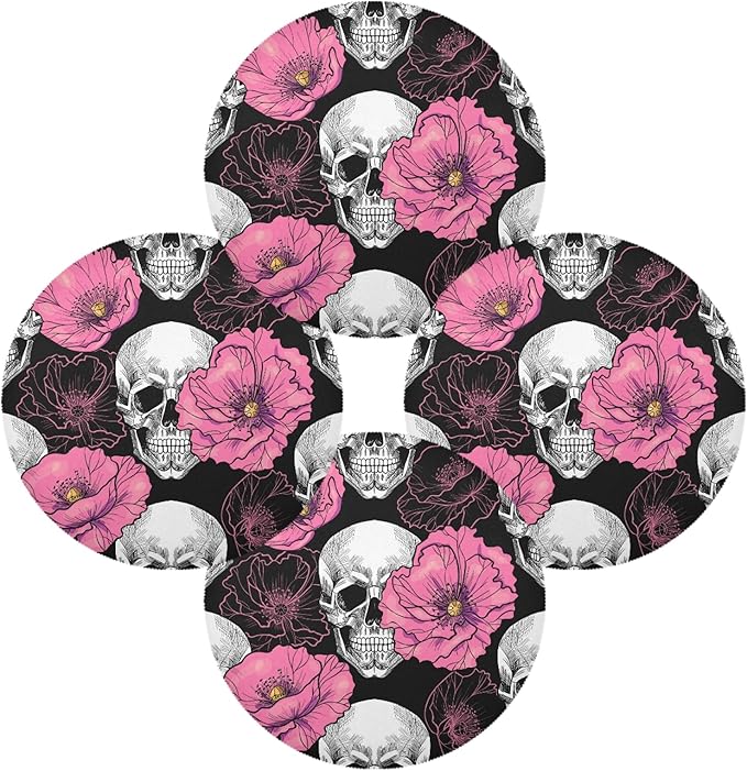 ALAZA Pink Poppy Flower Sugar Skull Day of The Dead 15.4