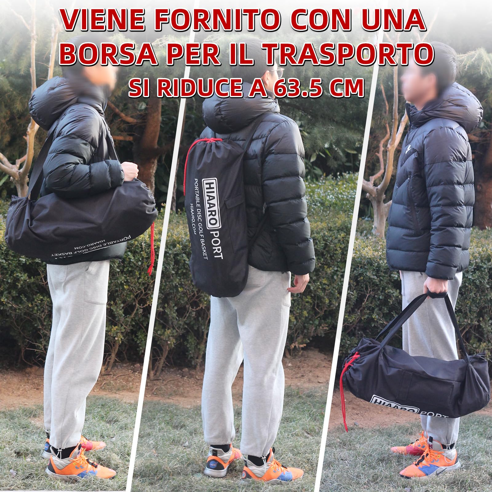 Cestino da golf portatile a disco con 16 catene resistenti, bersaglio pieghevole da golf frisbee con borsa per il trasporto per esercitarsi