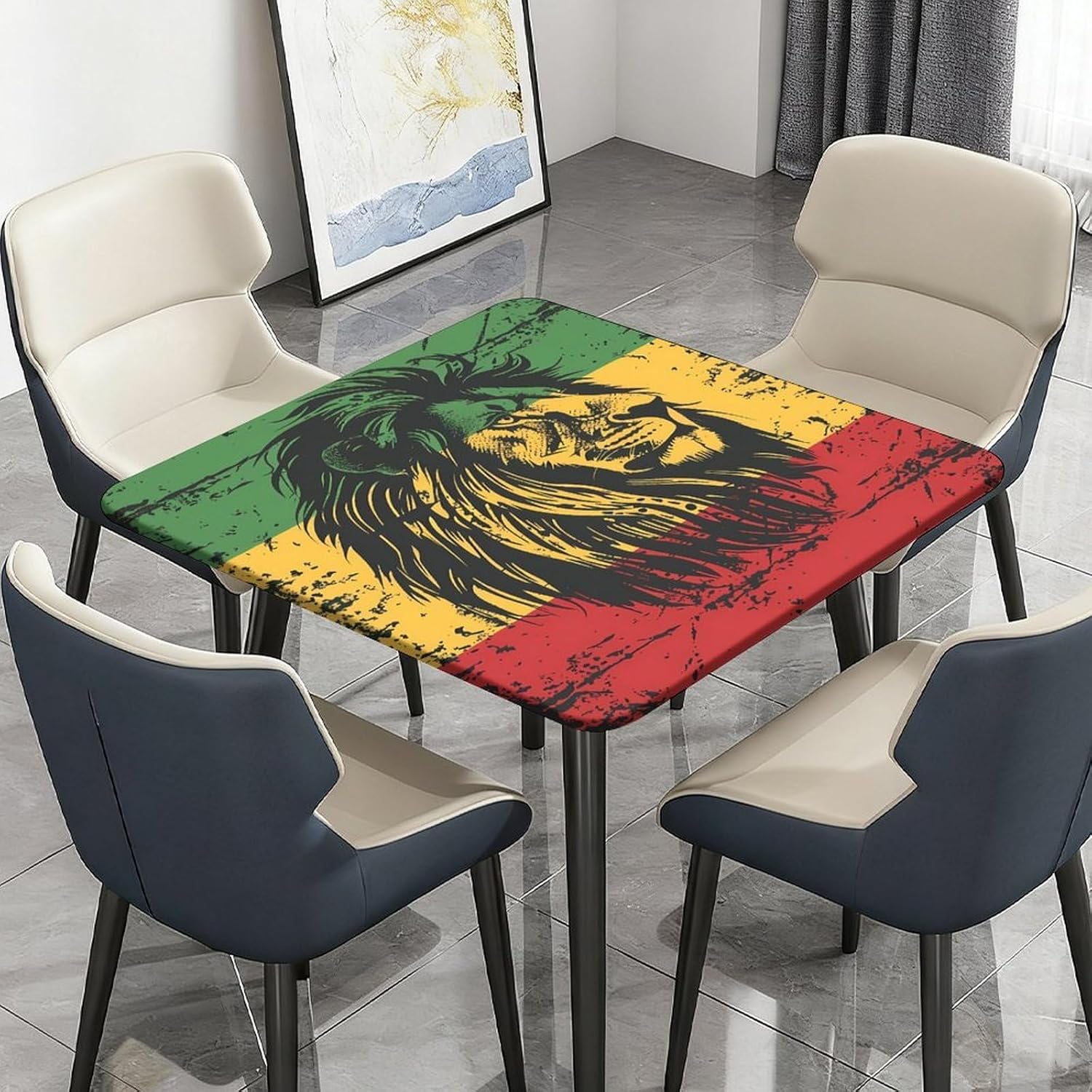 Lion Reggae Jamaica Square Tablecloth Print Table Cloths Table Cover Wedding Party Holiday Decor