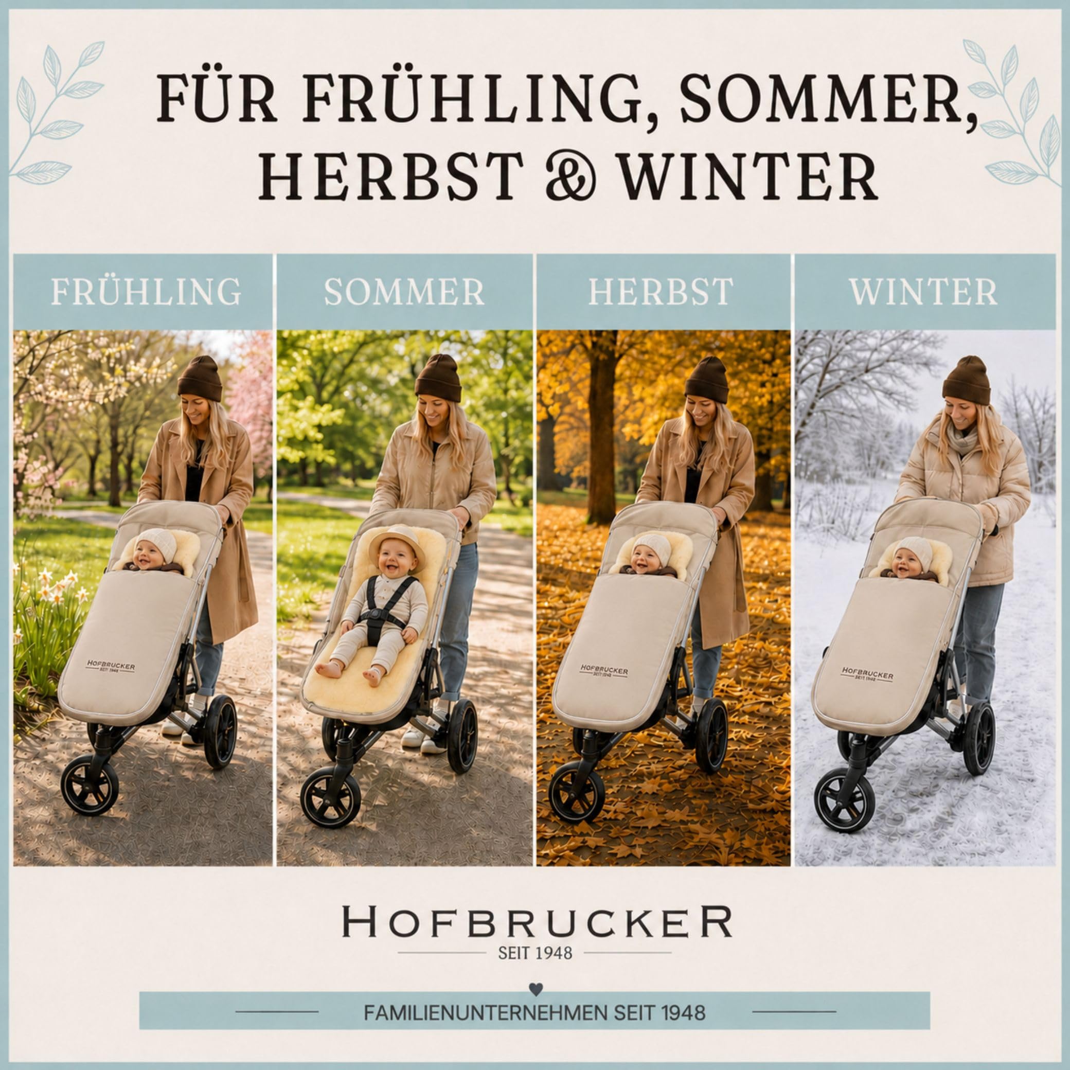 Hofbrucker Kinderwagen Fußsack Polaris – Warm & kuschelig, ideal für Babys & Kleinkinder, hochwertiges Lammfell, passend für Joolz, Cybex & Bugaboo Sportsitz, atmungsaktiv und Wind & Wasser abweisend