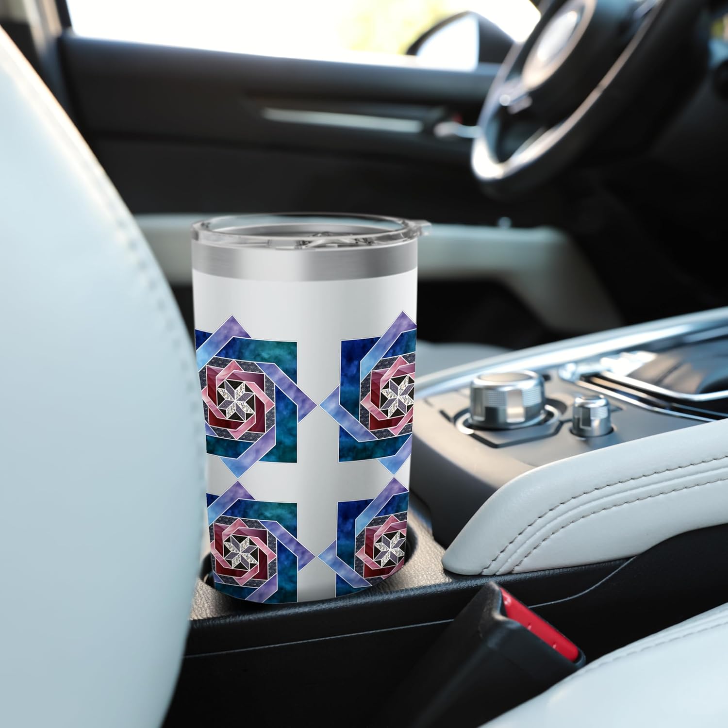 Labyrinth Quilt Pattern Quilting Stainless Steel Insulated Tumbler