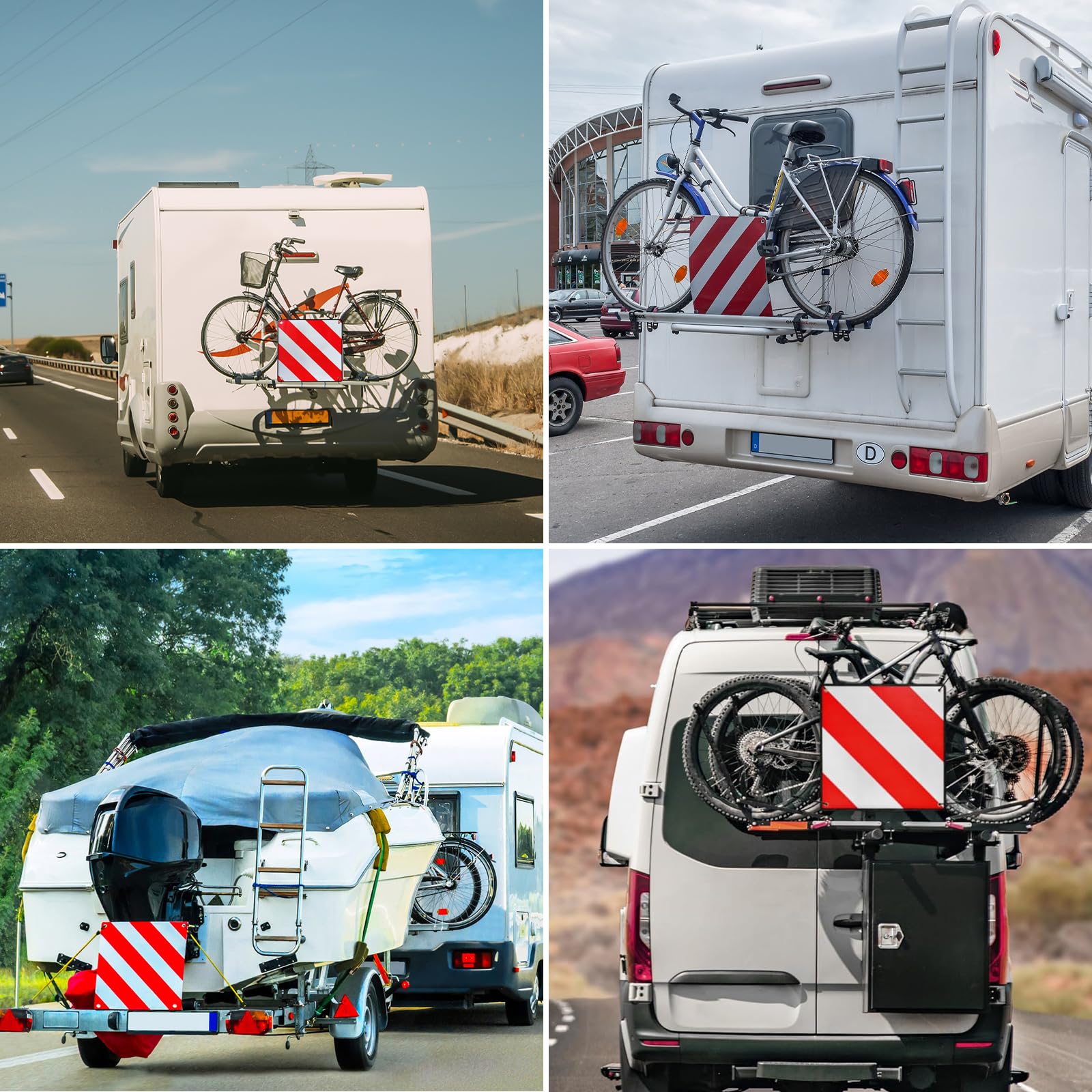 Afenau 2 in 1 Warntafel Fahrradträger Italien Spanien mit 4 Spannseilen 50x50cm