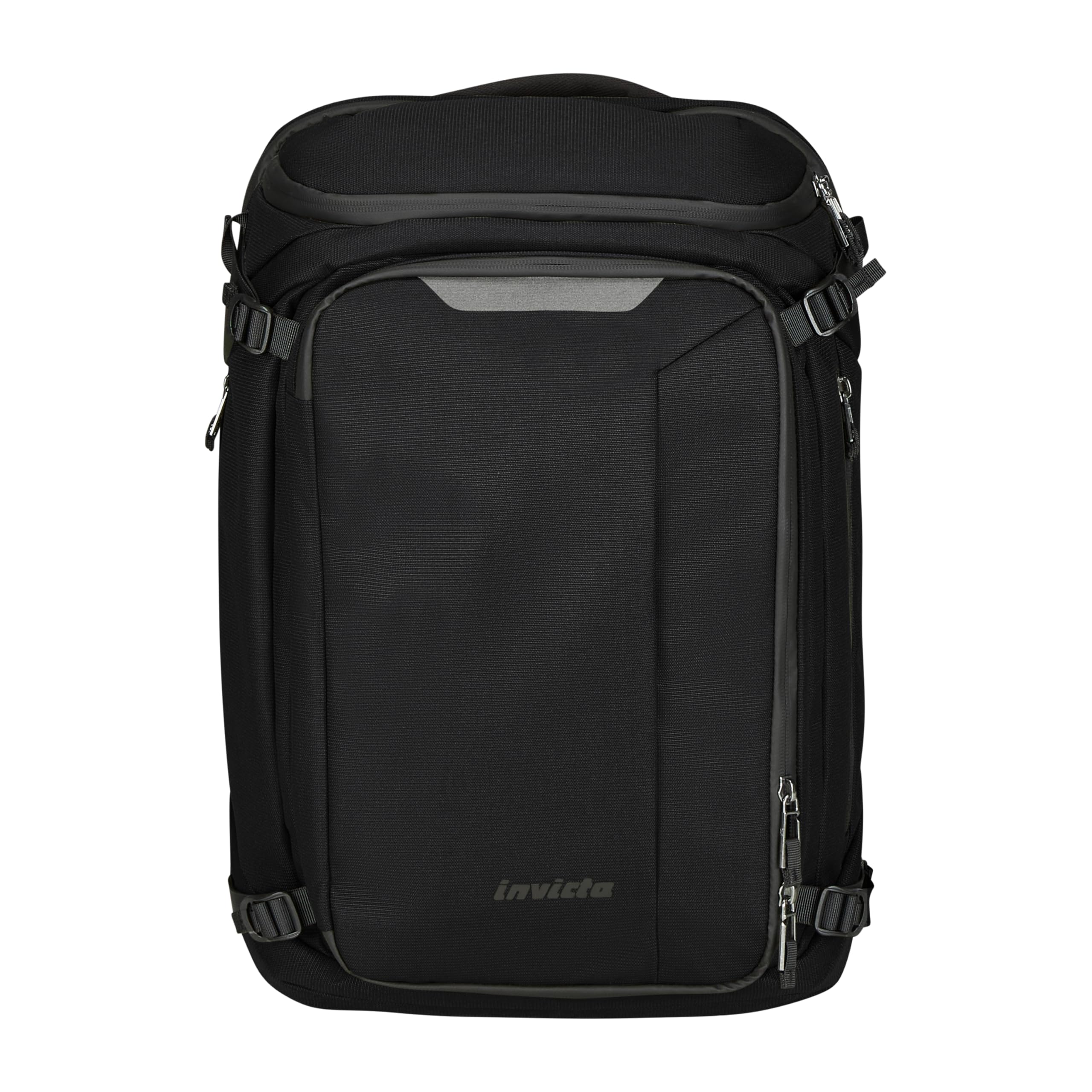 Zaino Scuola Invicta CARLSON Nero 27L - Tessuto Riciclato, Porta PC, Tasche Borraccia, Borraccia Inclusa