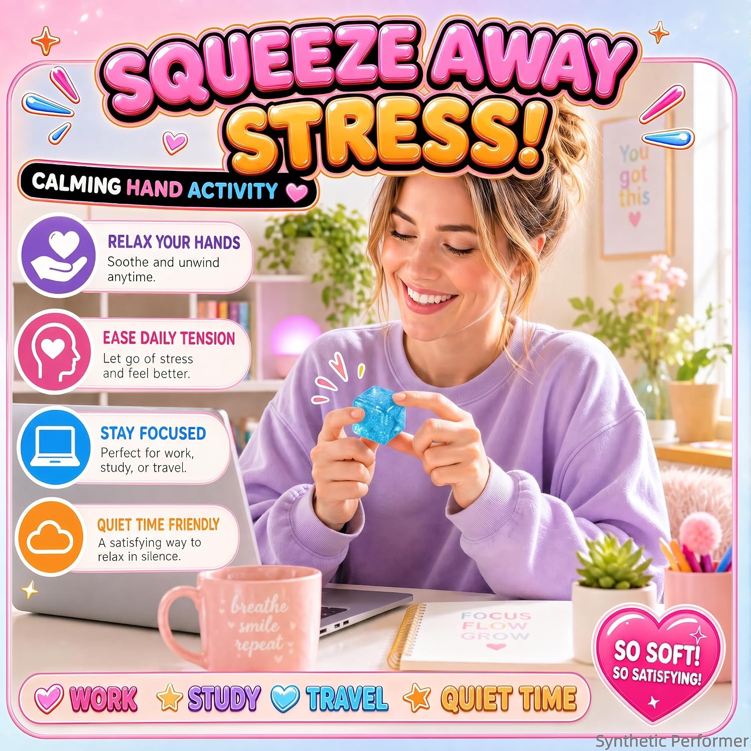16 Pack Stress Cube Squishy Toys, 6 Color Gliter Squeeze Toys Random Set, Mini Sensory Toys for Kids & Adults Stress Relief, Party Favors, Christmas Stocking Stuffers, Treasure Box prizes image 2