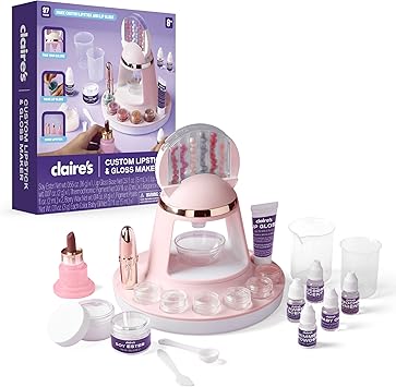 Claires DIY Lipstick & Lip Gloss Making Kit, 97-Piece Real Makeup Arts & Crafts Set, Handmade Moisturizing Lip Glaze, Girl Toys & Cosmetic Products, Beauty & Science Gift, Ages 8+
