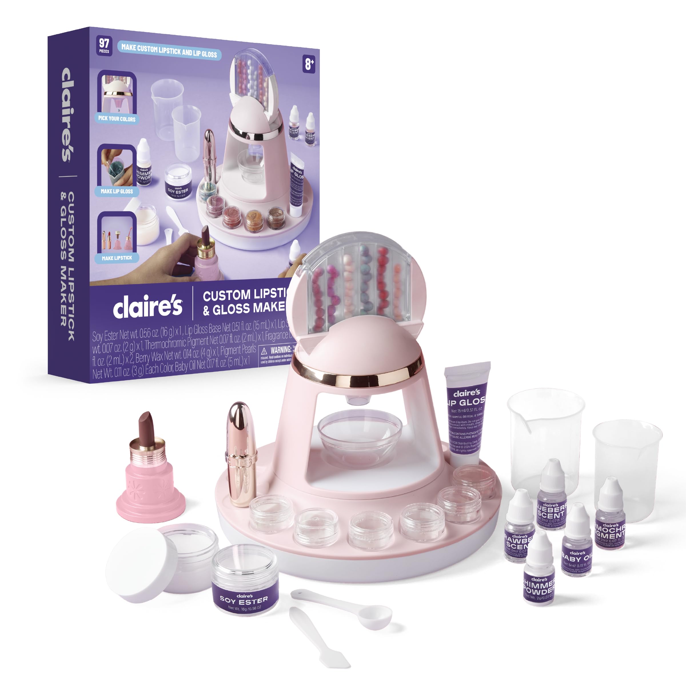 Amazon.com: Claire's DIY Lipstick & Lip Gloss Making Kit, 97-Piece