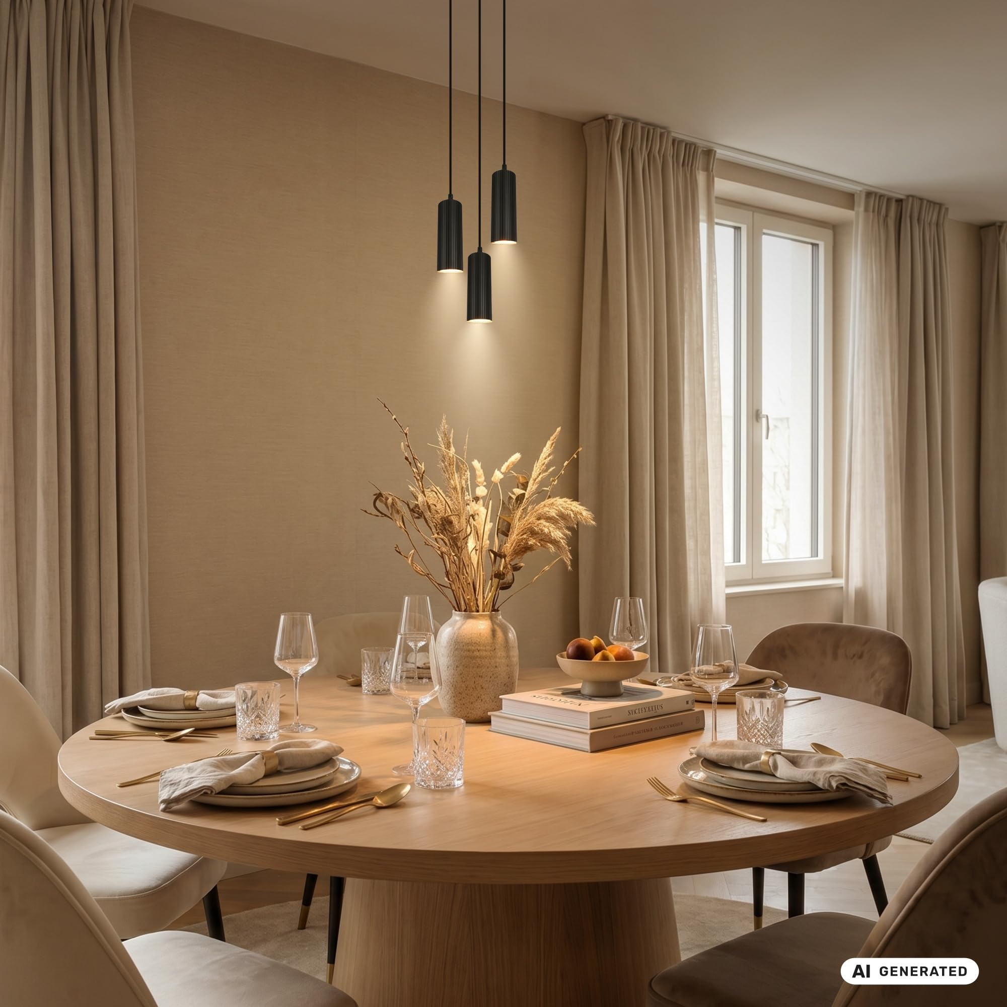 Briloner - Lampadario A Sospensione 3 Luci GU10 Regolabile Nero 120 cm