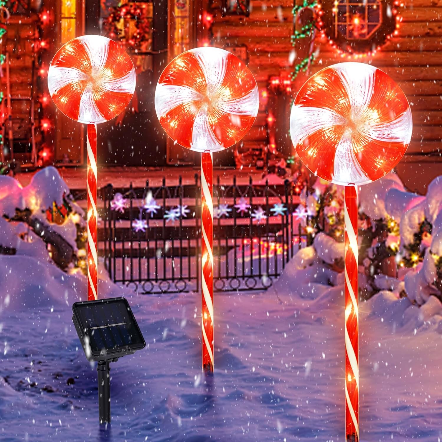 29" Lollipop Lights Christmas Outdoor 3 Pack Candy Cane Lights Outdoor