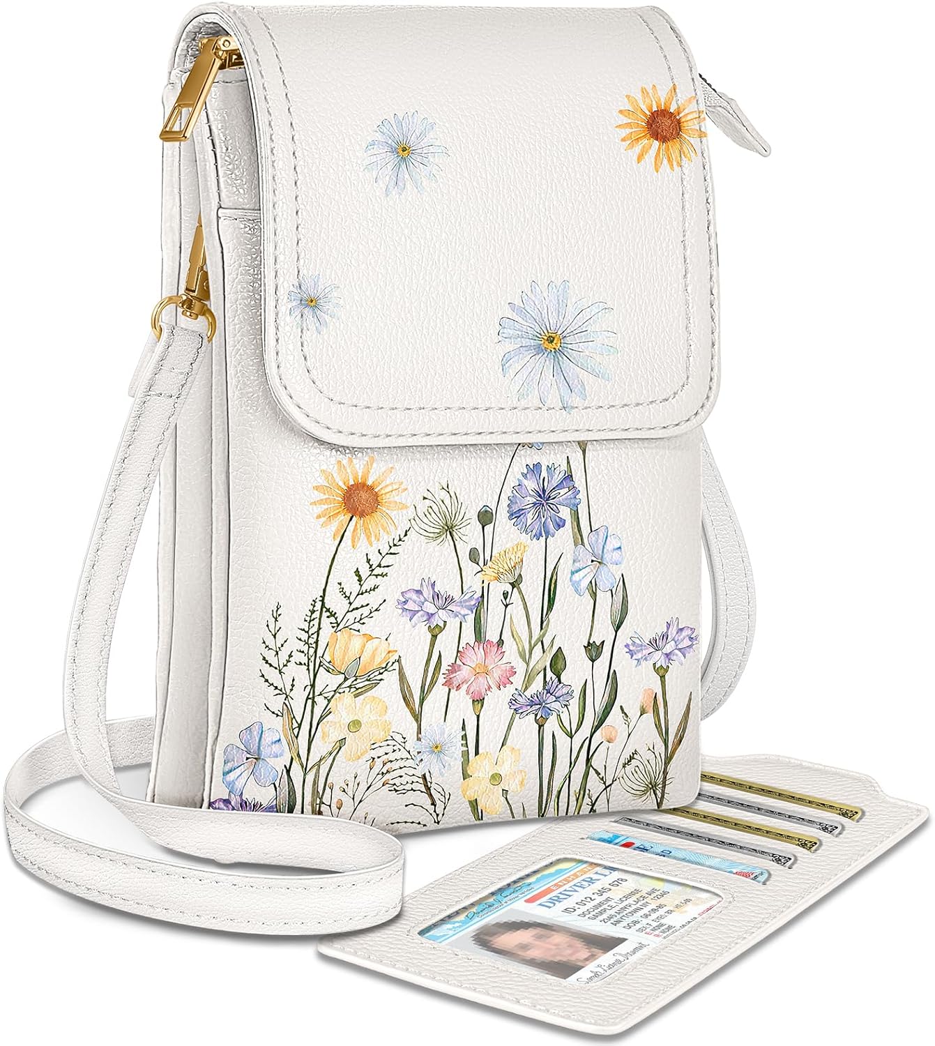 Small Crossbody Phone Purse for Women - Cute Cell Phone Wallet Leather Cross Body Bags with Card Holder Slot