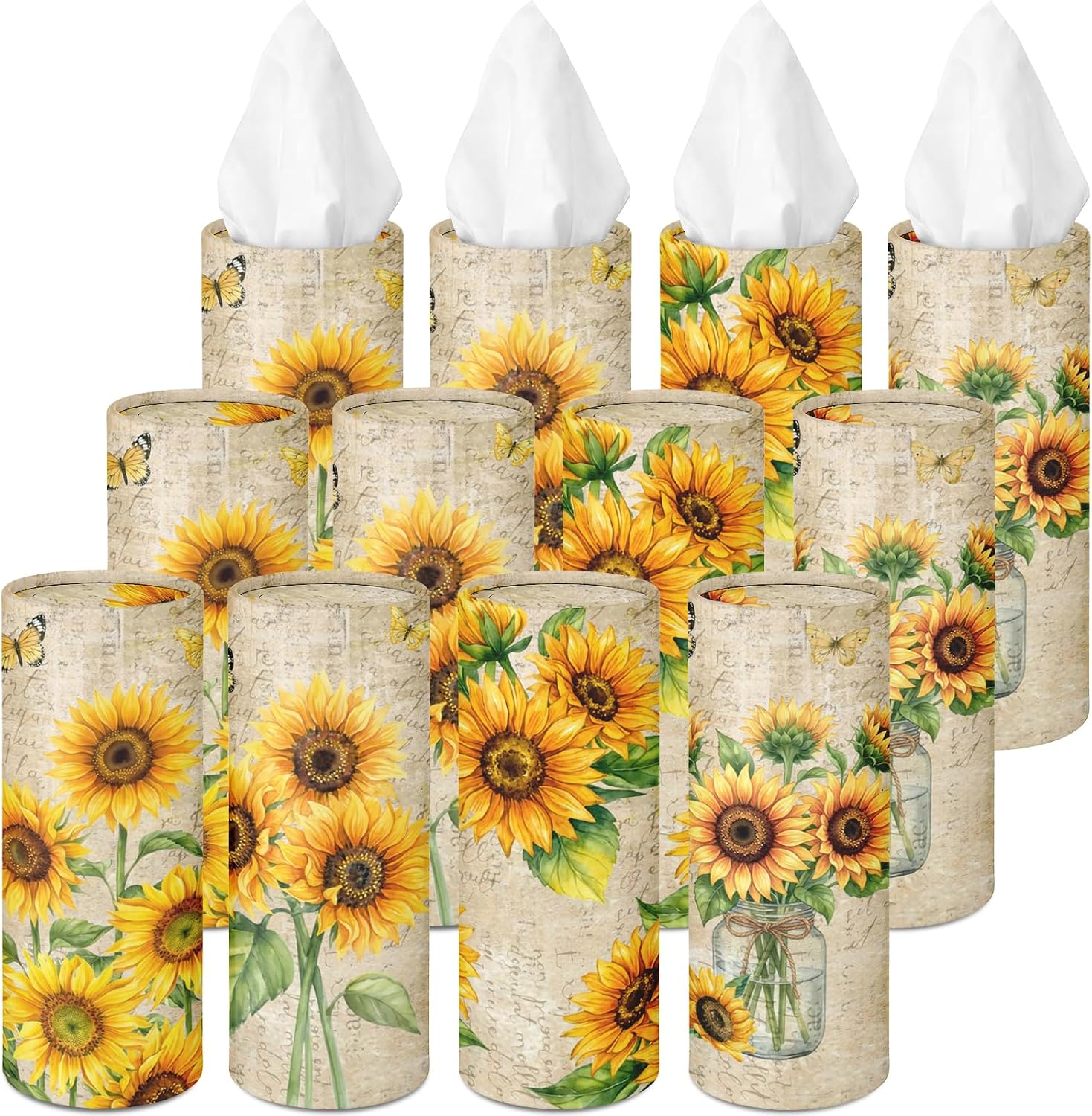 Arttown Car Tissue Holder for Cup Holder Floral Facial Tissues 12 Pack