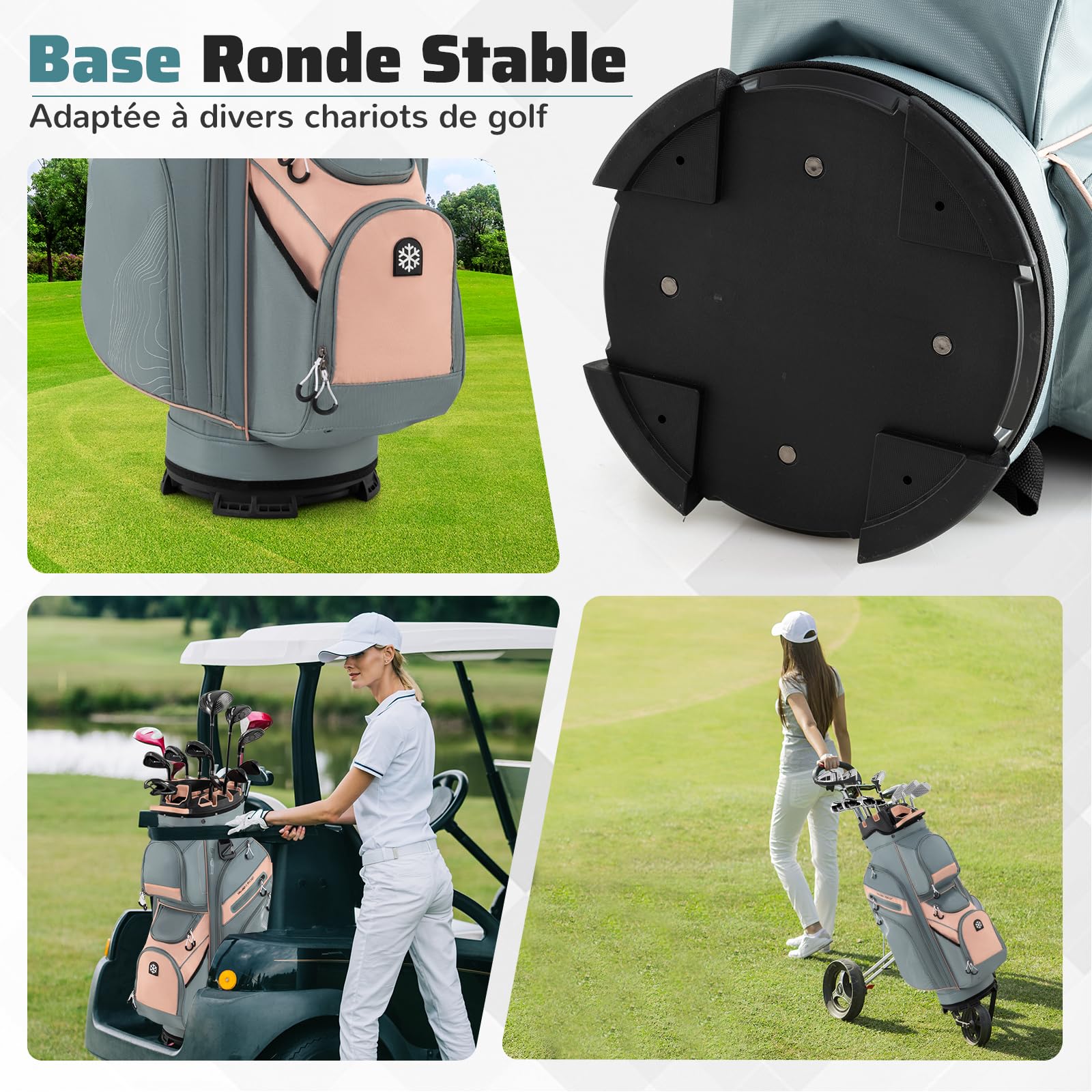GOPLUS Sac de Golf Léger et Portable avec 14 Compartiment Pleine Longueur, 11 Poche, Sac Transport de Clubs Golf Léger avec Bandoulière, Housse de Pluie, Porte-Parapluie pour Femmes et Hommes