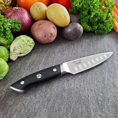 Miniatura 3 de Ergo Chef Pro Series 2.0 - Cuchillo de pelar de 4 pulgadas, acero 7Cr17MoV forjado por expertos, mango ergonómico de madera de Pakkawood negro,
