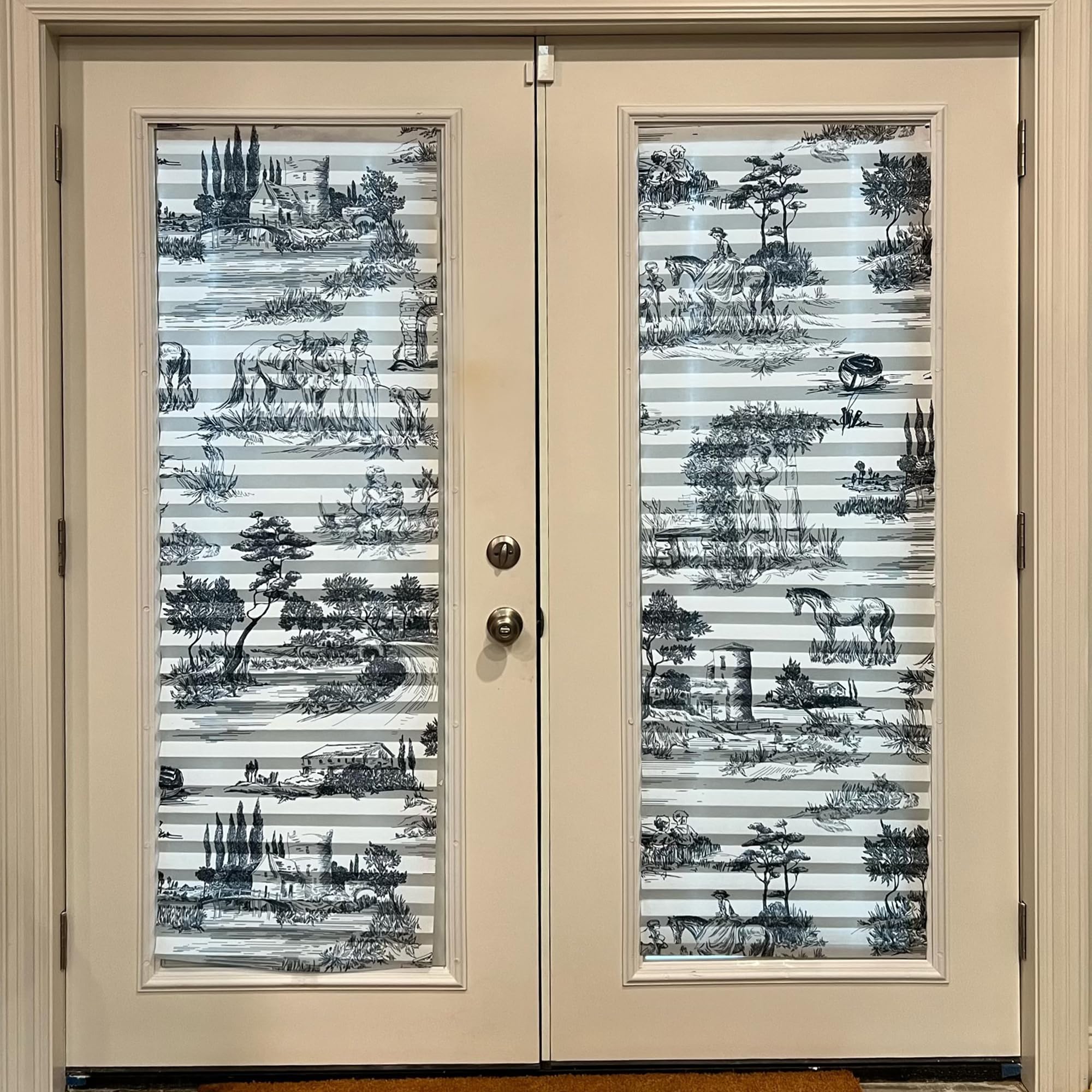 Black Toile - Persianas de tela de poliéster cortables, asequibles, fáciles de instalar, filtran la luz, con cinta adhesiva y clips ajustables (paquete de 2)