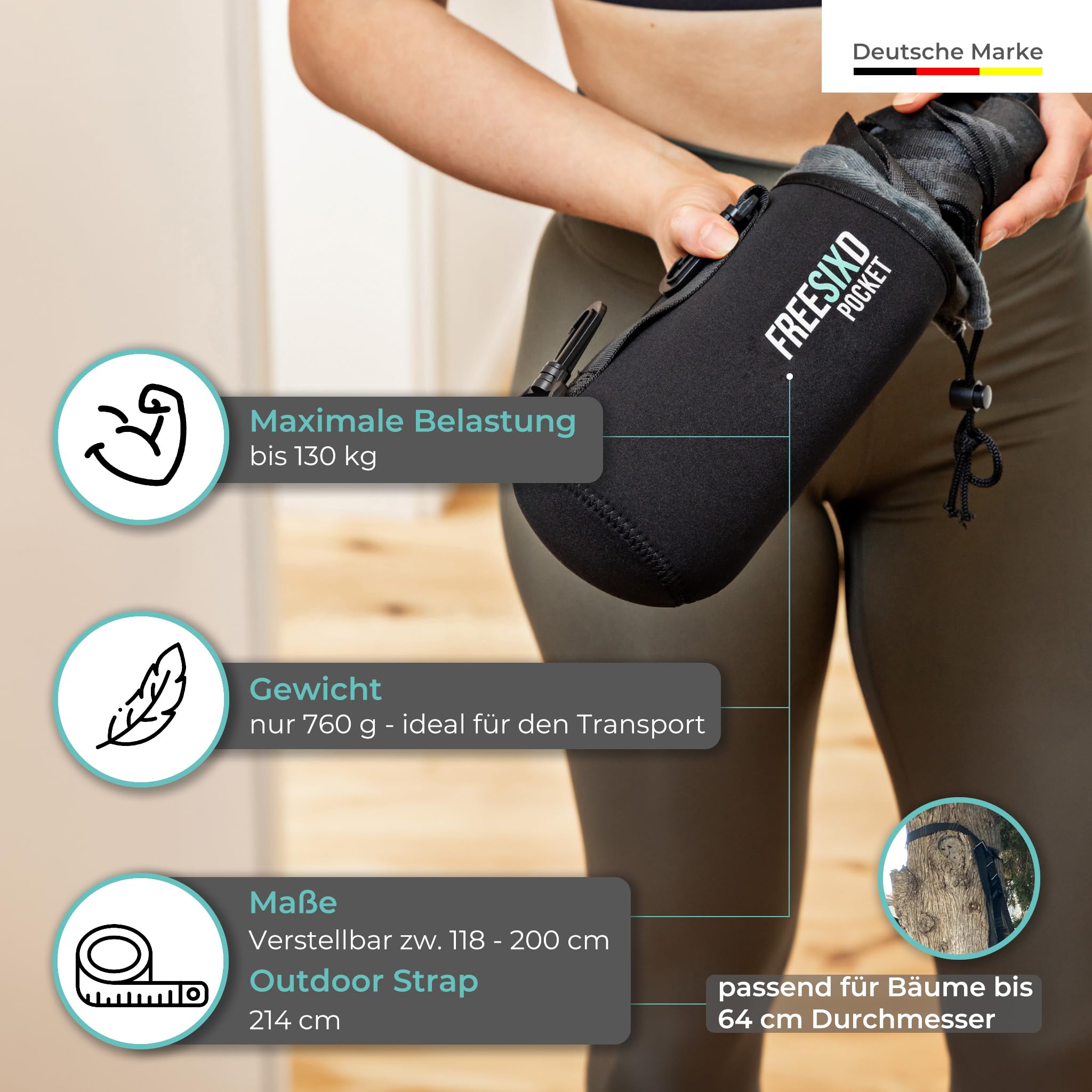 Pocket Schlingentrainer - Kompakter Sling Trainer für Ganzkörpertraining | Suspension Trainer für Zuhause, Outdoor & Reisen | Robustes, leichtes Trainingsgerät für Fitness & Krafttraining