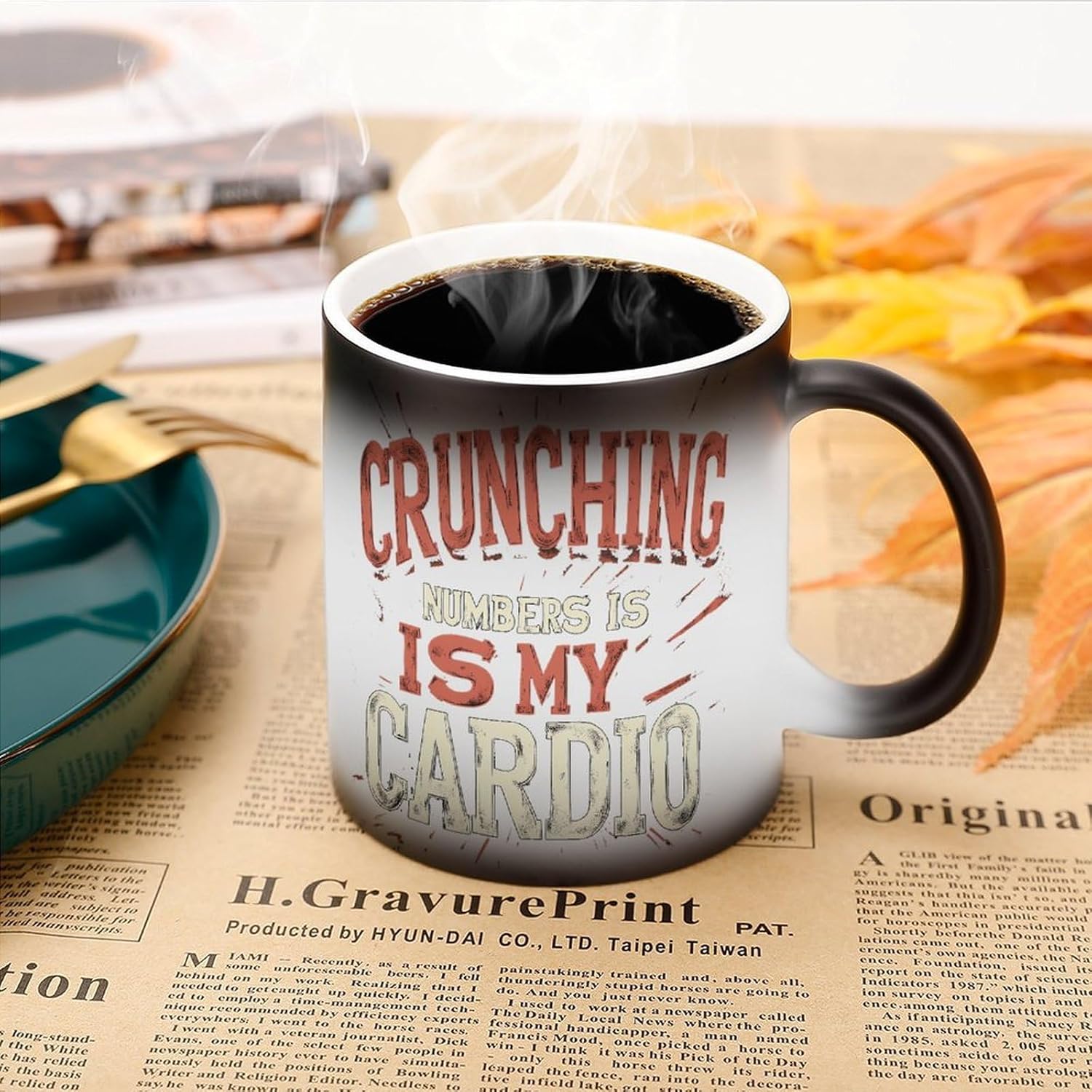 Crunching Numbers Is My Cardio Accountant Color Changing Mug Heated Ceramic Cup Heat Sensitive Coffee Mug Fun Gift