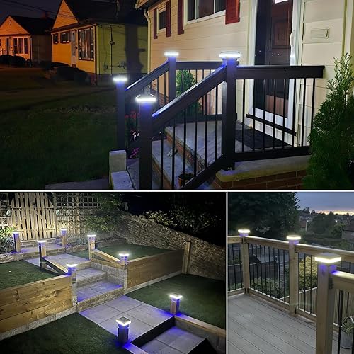 Miniatura 7 de Luces solares para postes al aire libre, luces solares impermeables para postes de valla de 4 x 4, 5 x 5, 6 x 6, luz solar para cubierta de 6000 K,