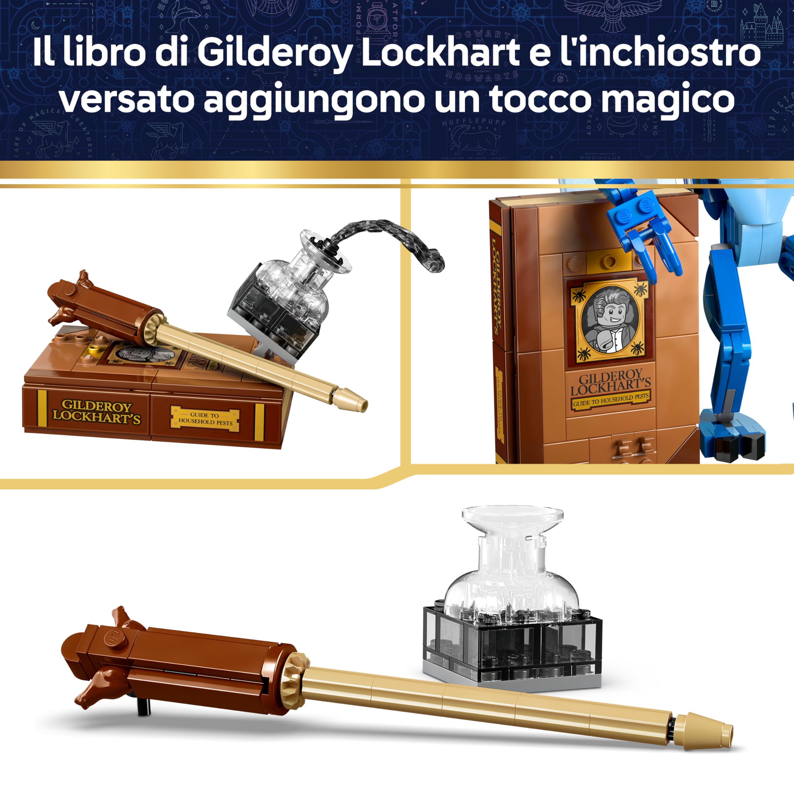 LEGO Harry Potter Folletto della Cornovaglia Giocattolo - Action Figure Decorativa per Cameretta o Scrivania con Libro e Bacchetta di Gilderoy Lockhart - Regalo per Bambine e Bambini da 8 Anni - 76461