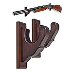 TESLYAR Gun Wall Mount - Figured Rifle Hooks, Wooden Gun Rack for Shotguns, Real Hardwood Holder, Set of 2, Umber Finish, Gun Hangers for Wall