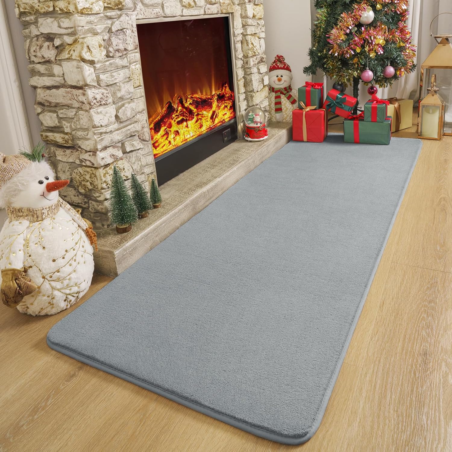 amearea modern soft hallway runner rug, 2x8 feet area rug runners for hallways, washable runner rugs, non slip memory foam runner rugs carpet for entrance kitchen kids room decor, grey 2' x 8' (runner) grey