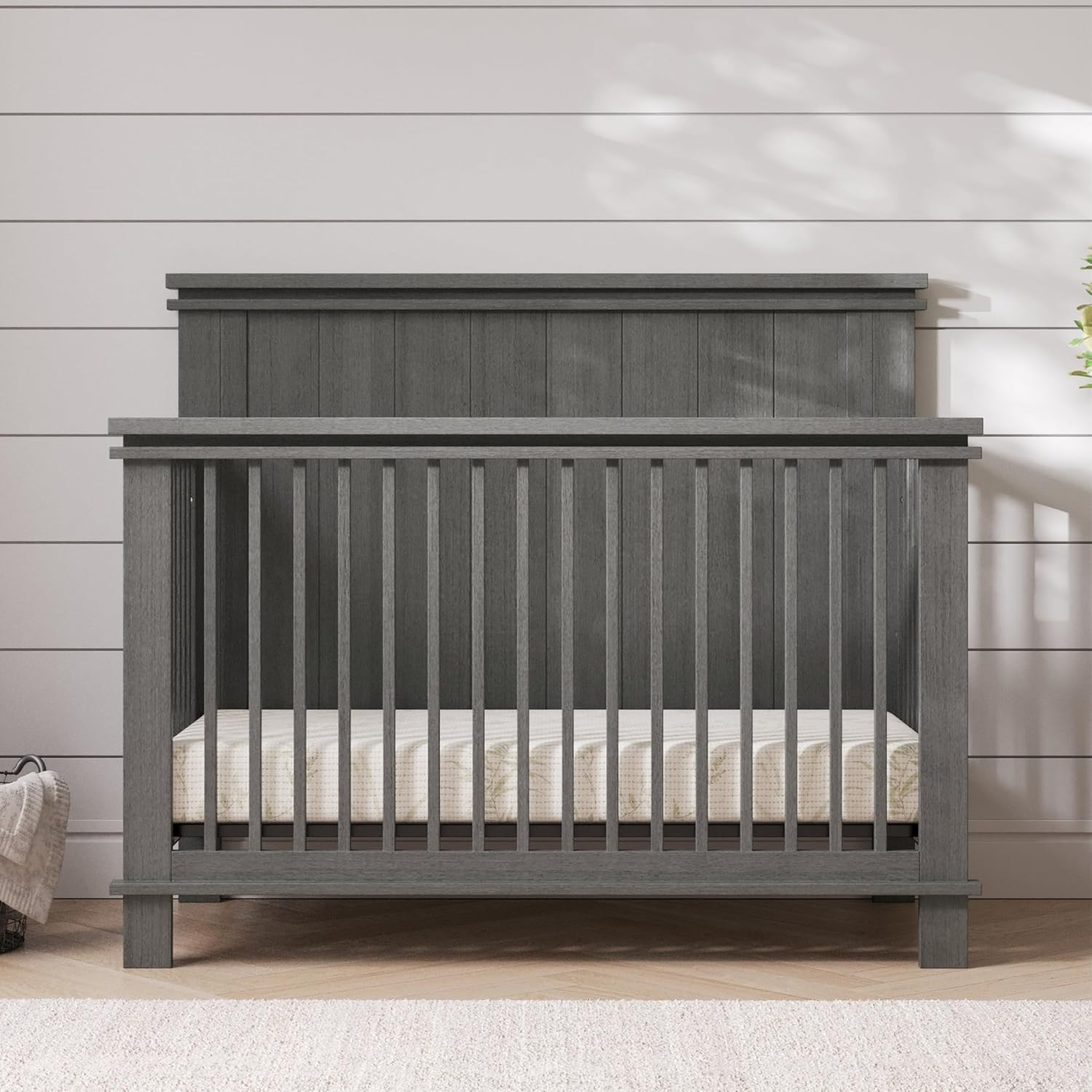 Child Craft Denman Crib, Dresser, Chest, and Nightstand 4-Piece Nursery Set, Grows with Your Baby (Midnight Gray)