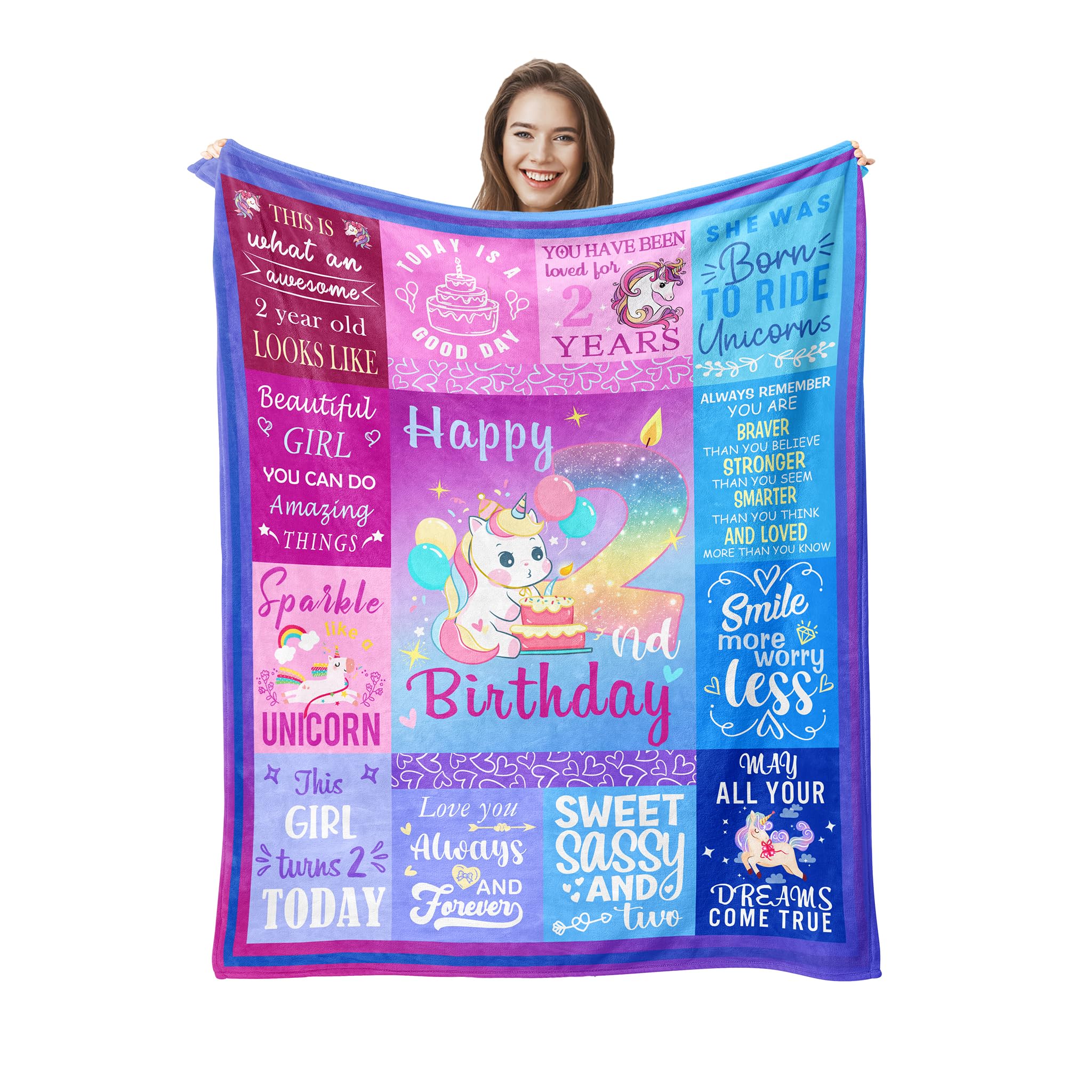 2nd Birthday Gifts for Girls, 2 Year Old Girl Birthday Blanket