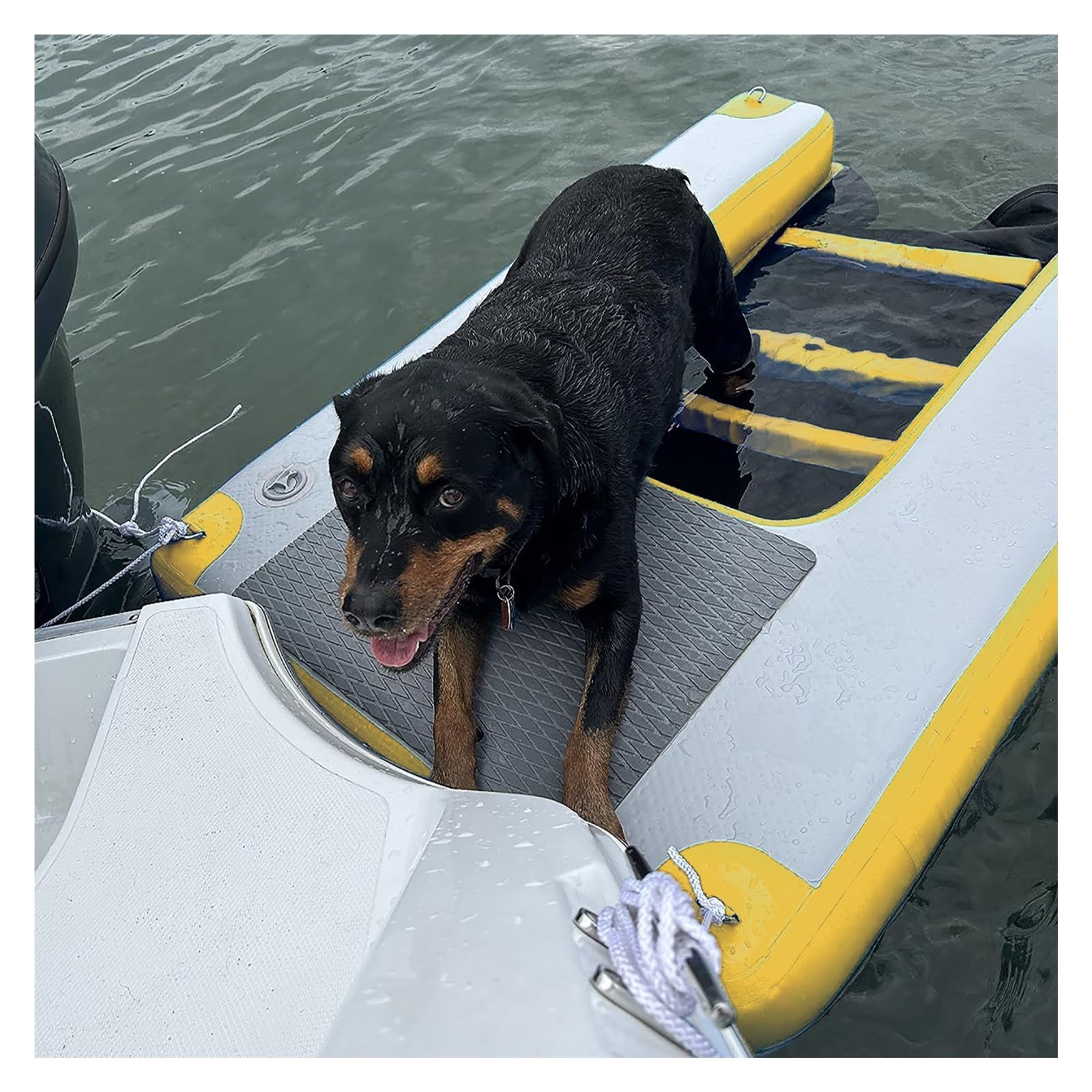 Extra Large Inflatable Dog Water Ramp For Pools, Boats, Or Docks, Heavy Duty Dogs Floating Platform, Non-Slip EVA Dog Climbing Ladder On Waters(Yellow)