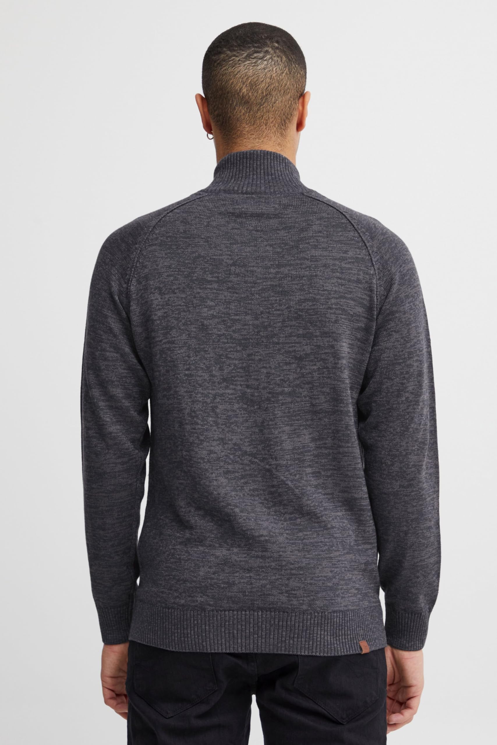 BLEND BHDaniri Homme Cardigan Gilet en Maille Fin avec col Montant Fermeture éclair Poignets côtelés Mélange de Coton Regular Fit
