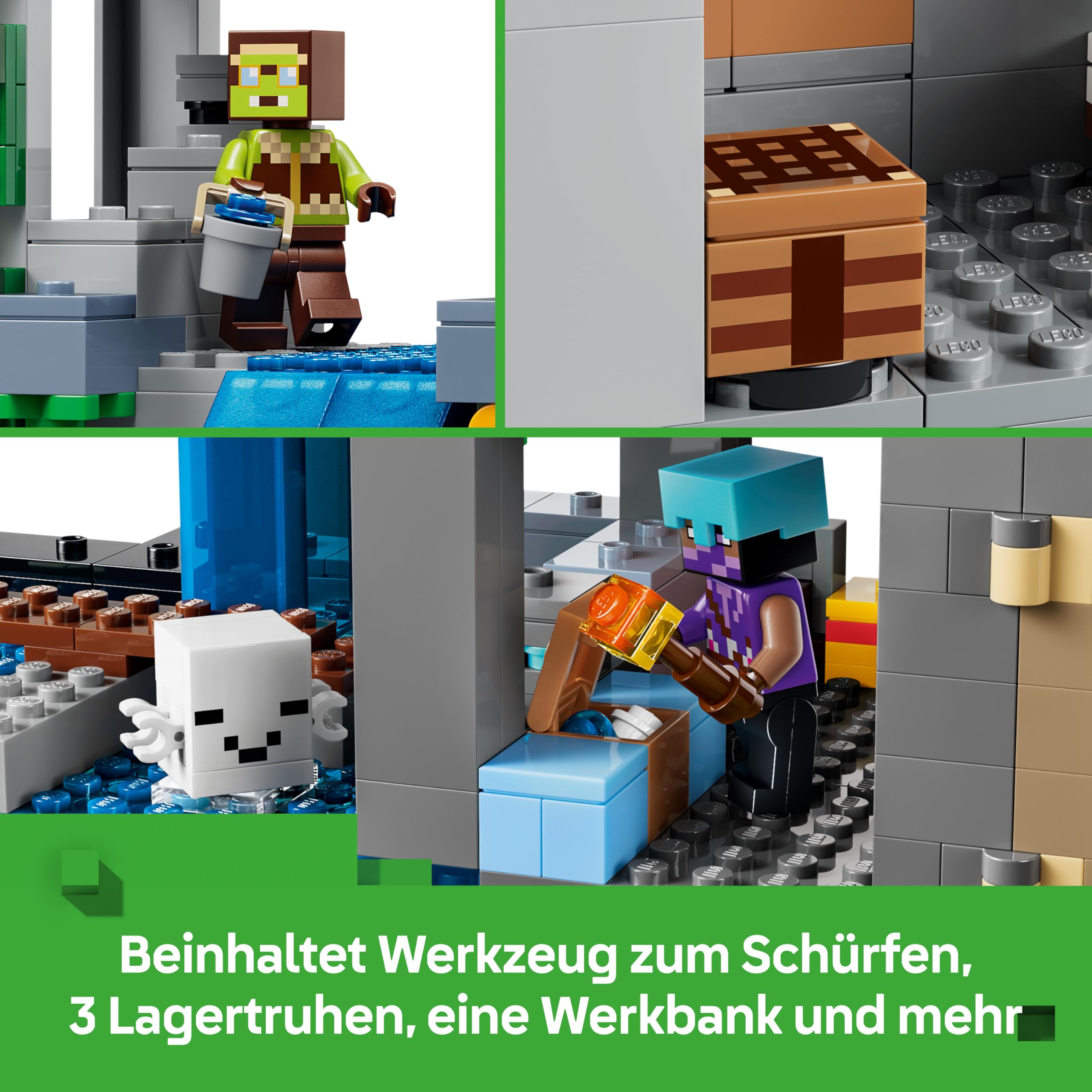 LEGO Minecraft Ghast-Station - Spielzeug mit 8 Figuren inkl. 2 Skelette und 4 Ghasts mit Zubehör - Zimmerdeko für Kinder - Gaming-Geschenk für Jungen, Mädchen und Fans ab 9 Jahren - 21597