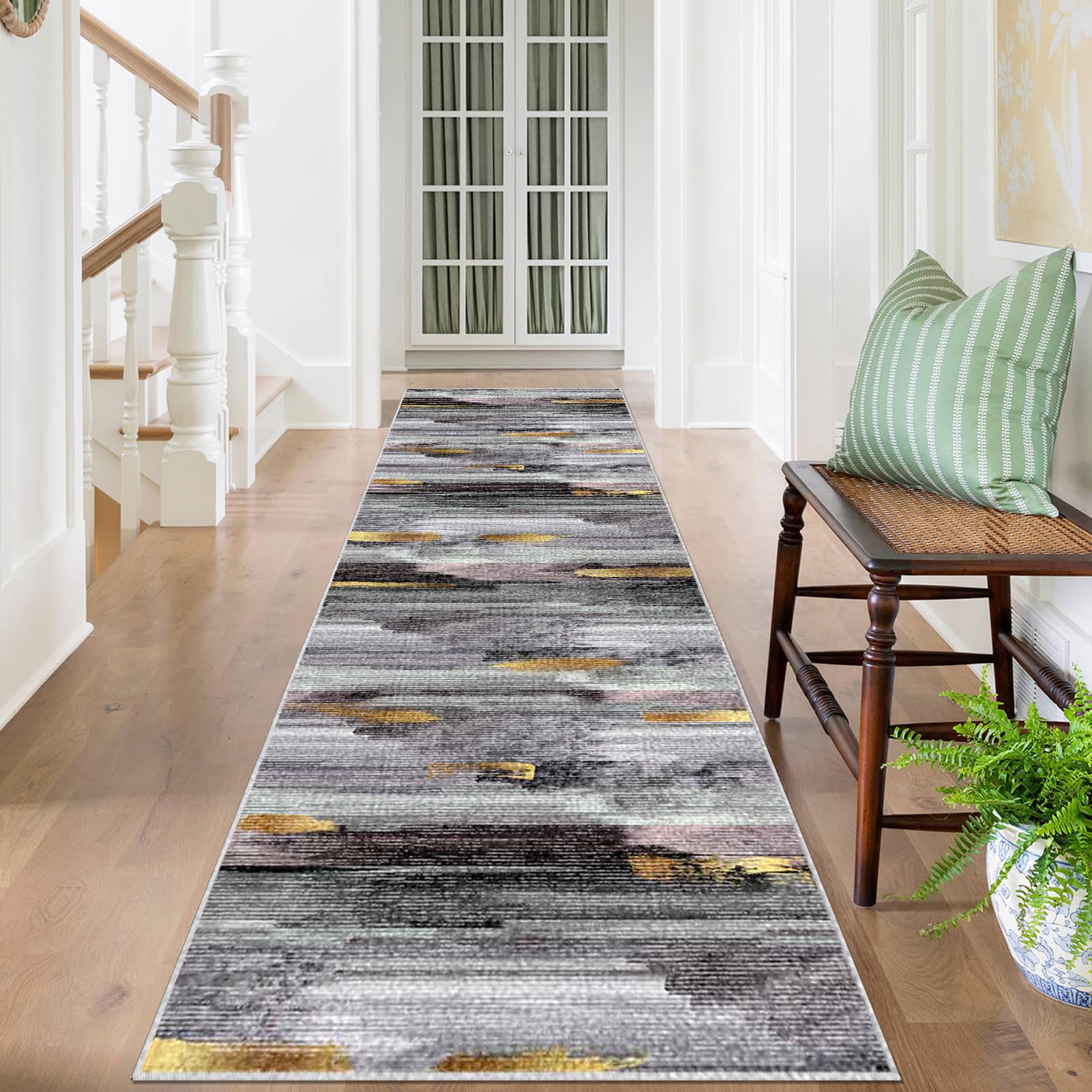 Dywan do korytarza 50 x 350 cm antypoślizgowy dywanik kuchenny zmywalny długi dywan do sypialni krótkie włosie wąski długi dywan wejście do salonu mata chłonna