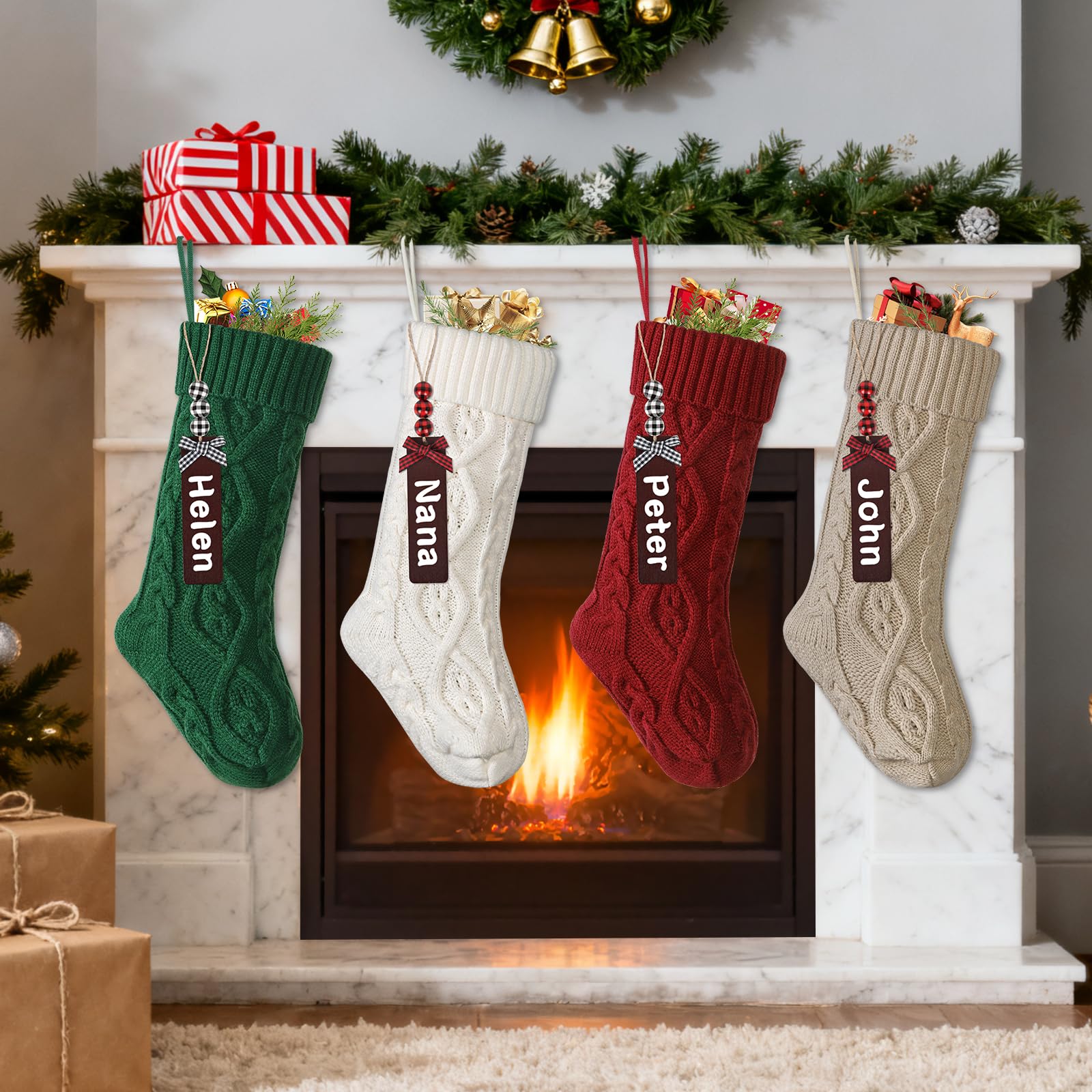 Lot De 4 Crochets Métal Pour Chaussettes De Noël - Décoration Cheminée Bronze