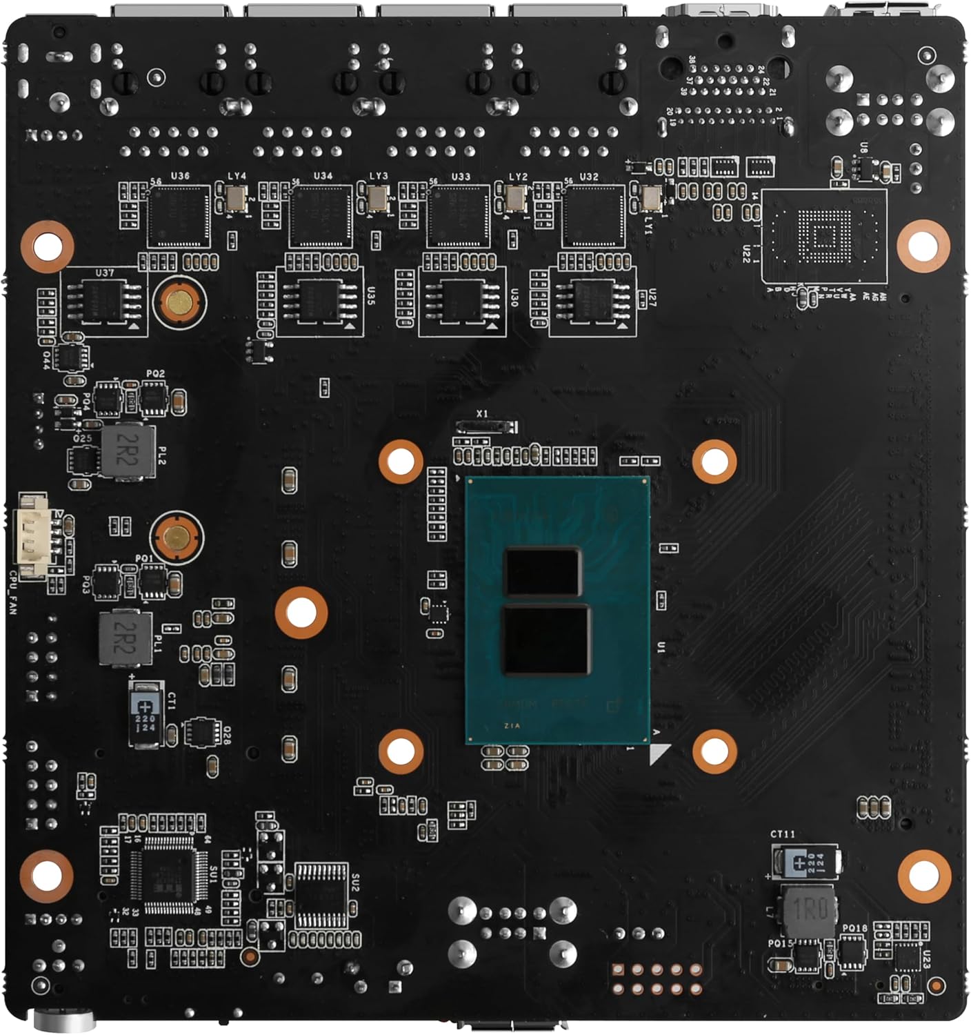 Internal view of the CWWK N100 Mini PC motherboard with CPU, RAM, and M.2 slots.