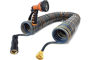 Green Thumb 3/8'' x 50ft Retractable EVA Coil Garden Hose with Spray Nozzle