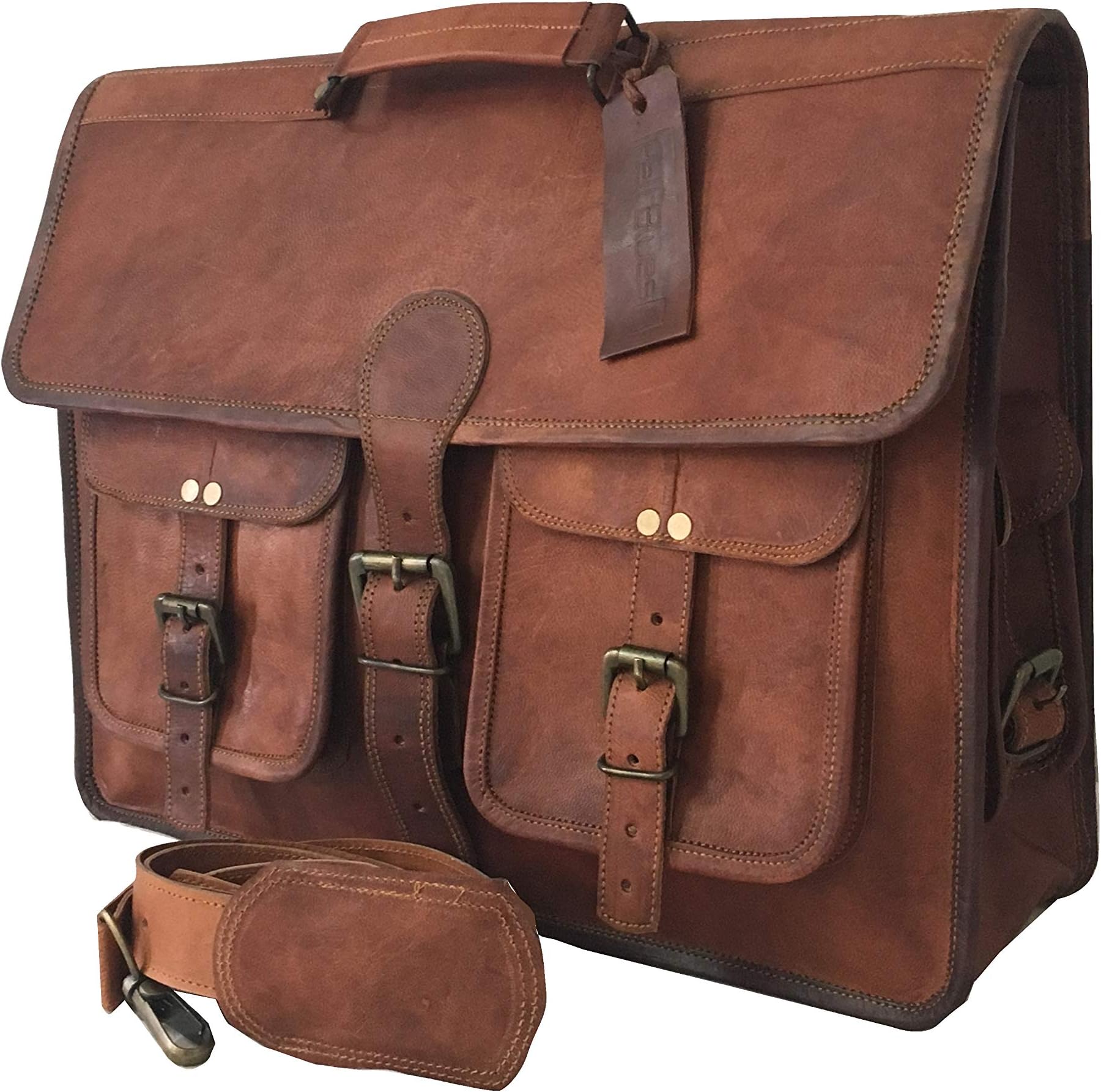 Hell Blues Men Leather 18 inch Laptop Bag Vintage Briefcase Distressed Large Satchel Handmade Bag