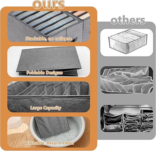 Miniatura 5 de Organizador de almacenamiento de jeans para armario, organizadores plegables de ropa y almacenamiento con asas, paquete de 4 organizadores grandes