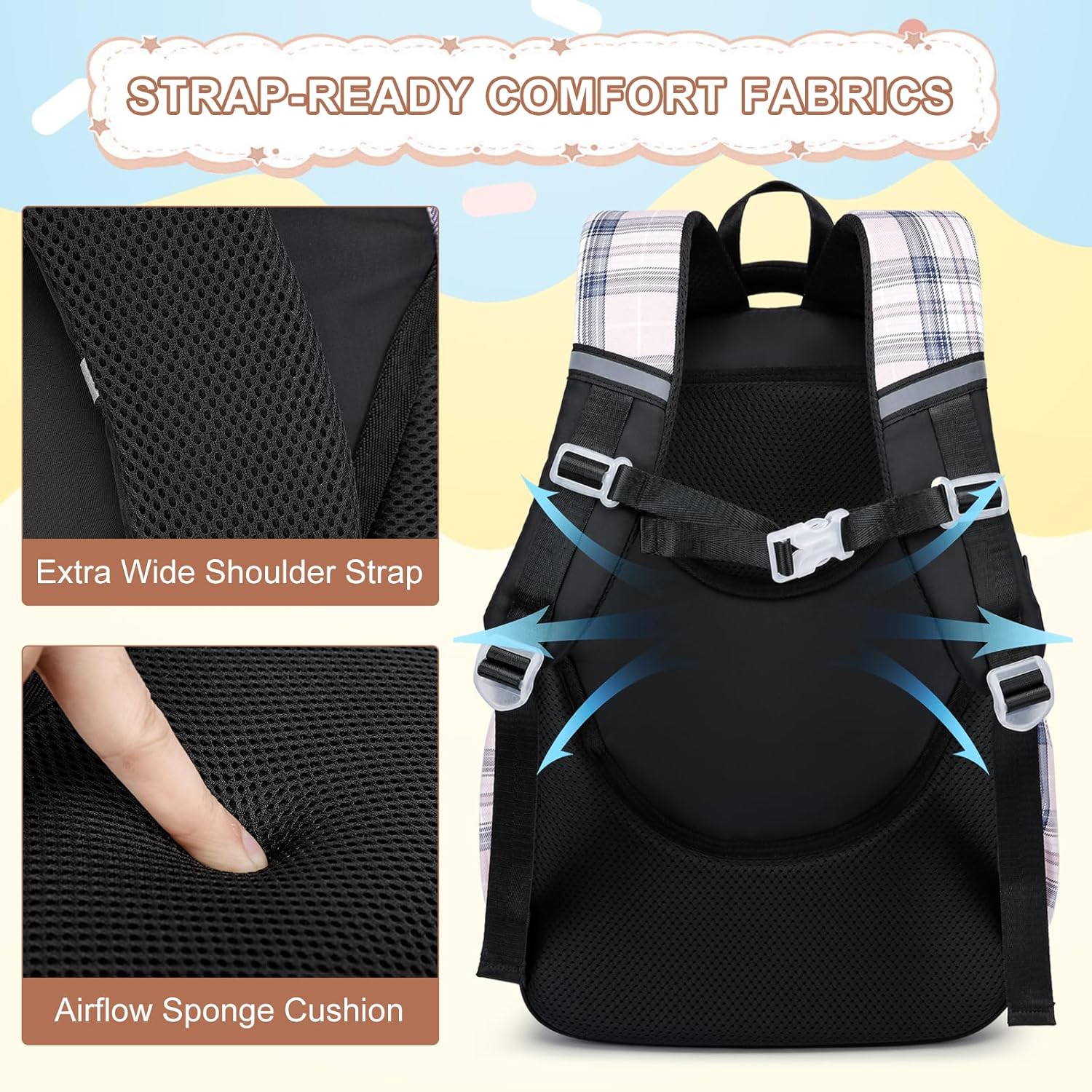 MOMUVO Girls Backpack with Lunch Box Pencil Case, Backpack for Girls Kindergarten Elementary Preschool Middle - Image 3