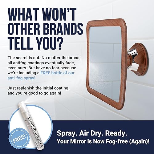 Miniatura 17 de Mirrorvana espejo de regadera antiniebla con ventosa, 6.3 נ6.3 pulgadas Transparente