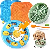 KIPRITII Dog Enrichment Toys Set: Lick Mat, Puzzle Toy with Squeaker & Slow Feeder Bowl - Mental Stimulation & Boredom Buster