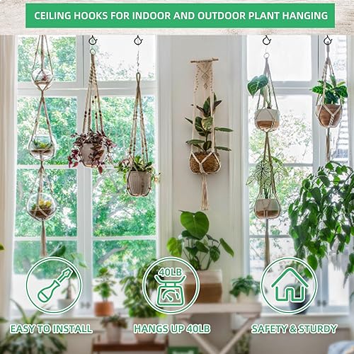 Miniatura 8 de Paquete de 30 ganchos de rosca para cadena de luces al aire libre, ganchos de luz para exteriores con hebilla de seguridad, ganchos de techo