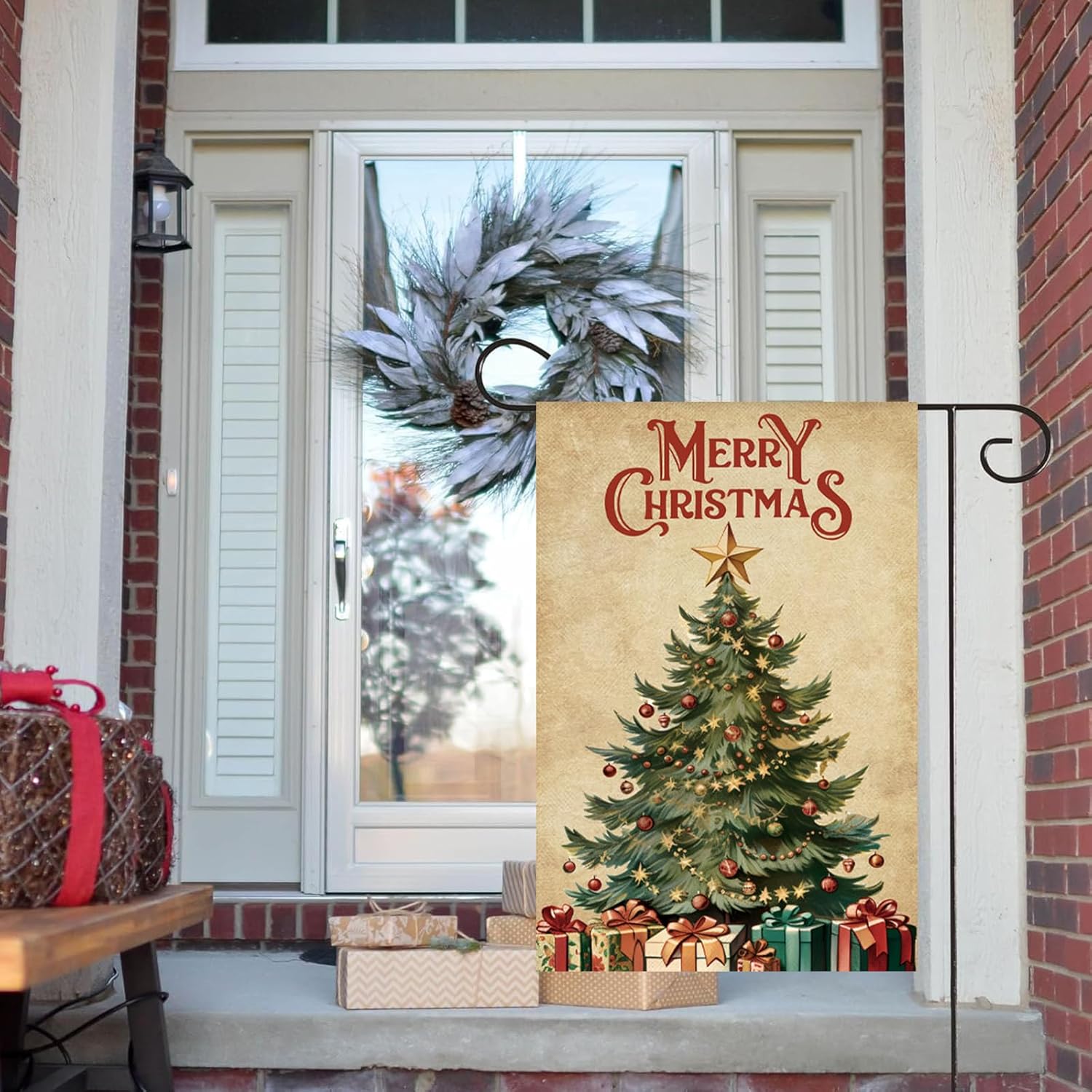 HOMFREEST Merry Christmas Tree Garden Flag 12x18 Inch for Outside Double Sided Burlap Welcome Small Winter Yard Flag Outdoor Xmax Decoration - Image 5