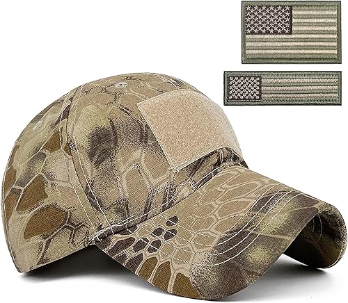 REDSHARKS Gorra de béisbol de camuflaje de serpiente con bandera estadounidense operador táctico del ejército militar del ejército para disparar caza
