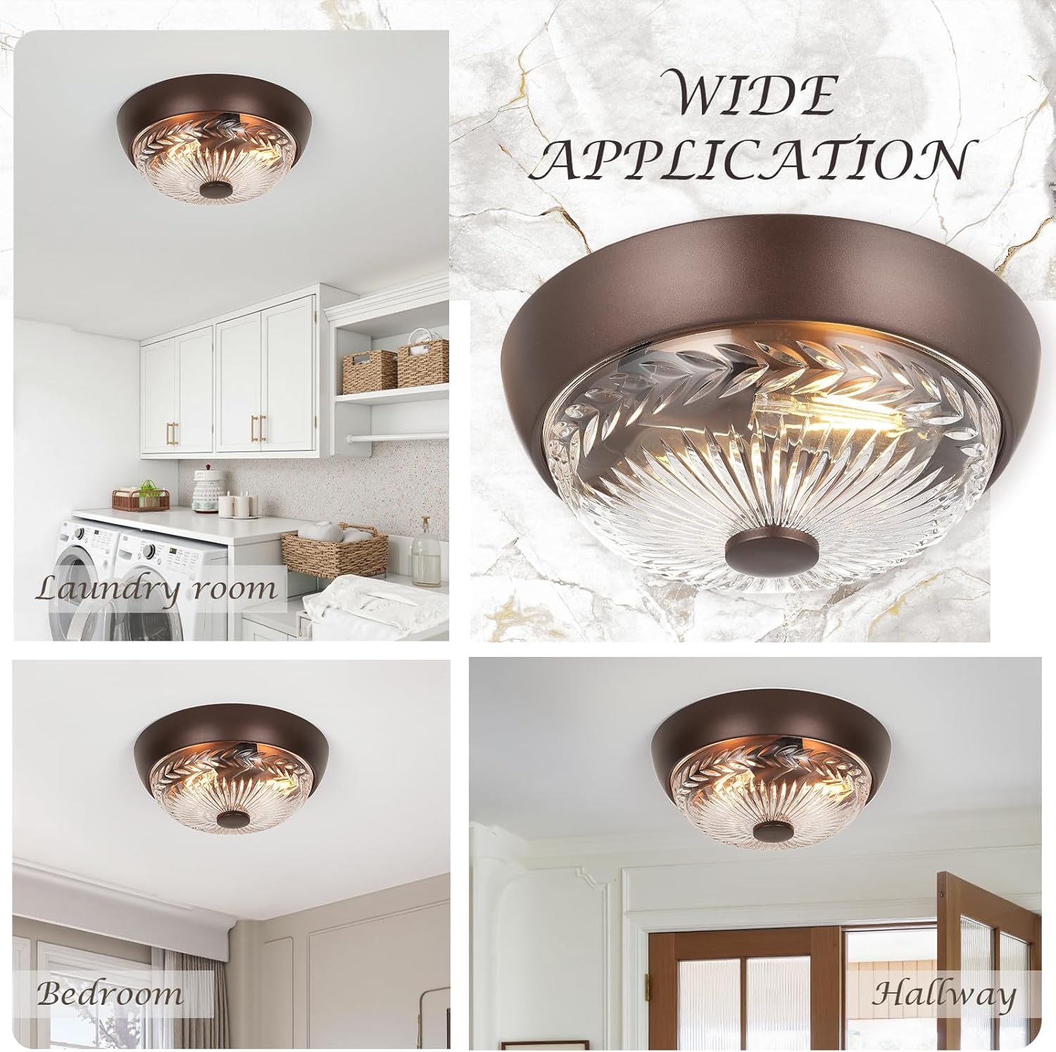 ORB Flush Mount Ceiling Light, 2-Light Indoor Outdoor Ceiling Light Fixture, Oil Rubbed Bronze Aluminum Ceiling Lamp for Hallway Kitchen Entryway Foyer