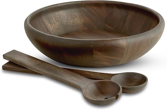 Wedgwood Vera Gradients Wood Round Bowl with Servers, 12", Brown