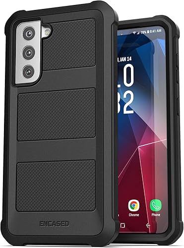 Miniatura 4 de ENCASED Falcon-Series - Funda para Samsung Galaxy S21, funda protectora resistente de cuerpo completo (negro mate)