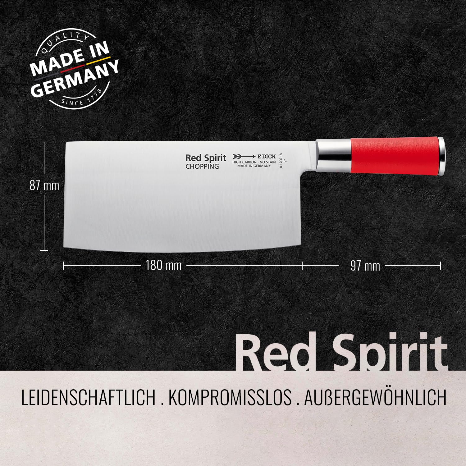 Dick cuchillos gh294 Spirit – Hacha de cocina, 18 cm), color rojo