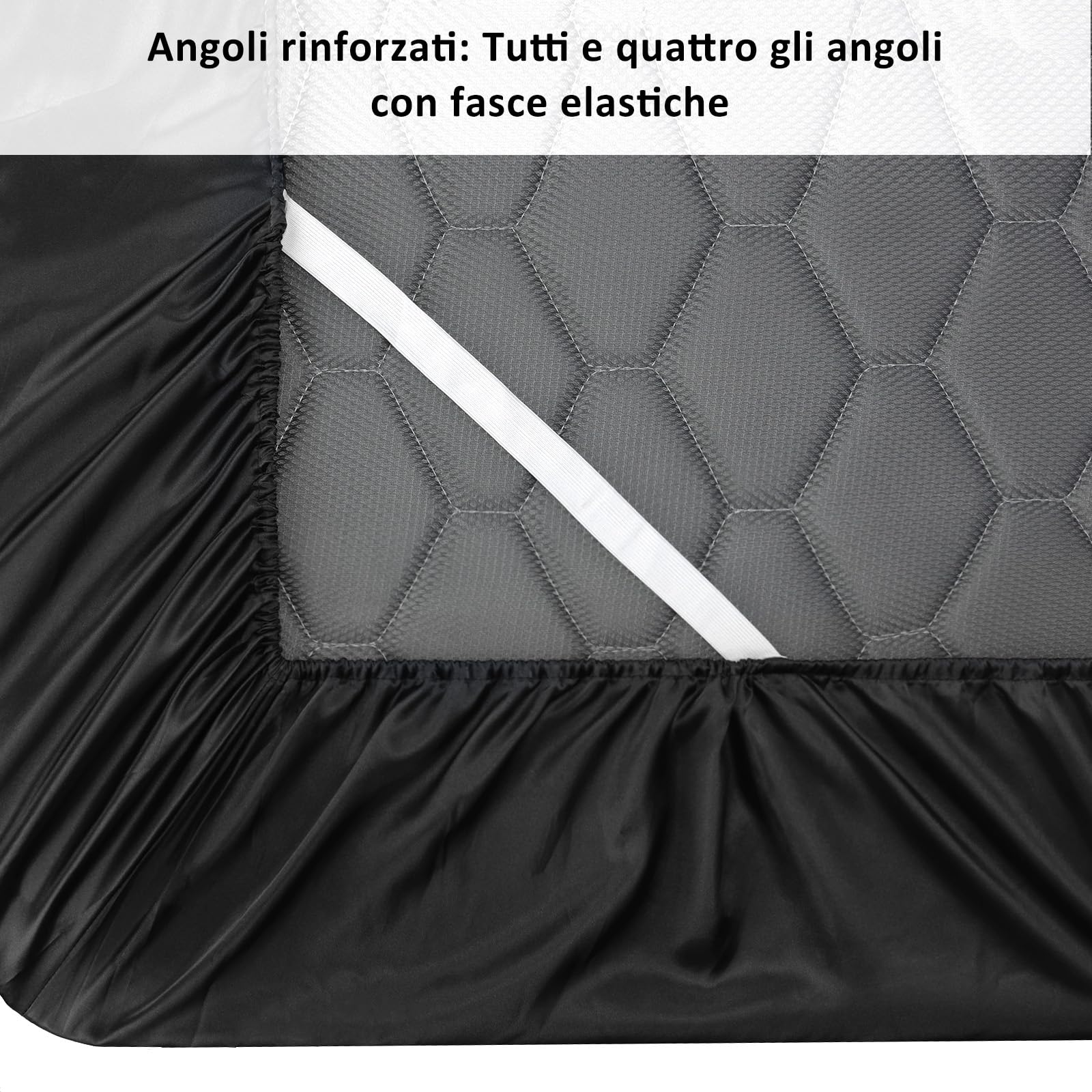 Lirex Lenzuola con Angoli in Raso, Letto Matrimoniale 180x200cm, per Materassi Alti Fino a 35 cm, Lussuoso e Setoso Biancheria da Letto in Poliestere Morbido, Nero