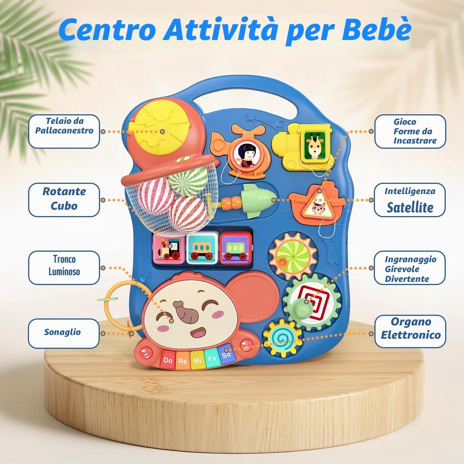 QDRAGON 3 in 1 Girello per Bambini, Centro Di Attività Educativa per Imparare a Camminare, Seduti, In Piedi, Neonato Gioco Educativo, Primi Passi per Bambini, Giochi Bambini 12-36 Mesi, Blu