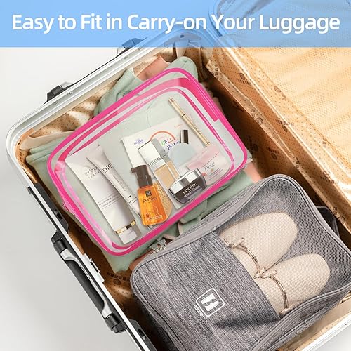 Miniatura 7 de DLEPGM Neceser de viaje transparente con cremalleras, paquete de 3 bolsas de maquillaje, bolsa de cosméticos aprobada por la TSA para artículos de