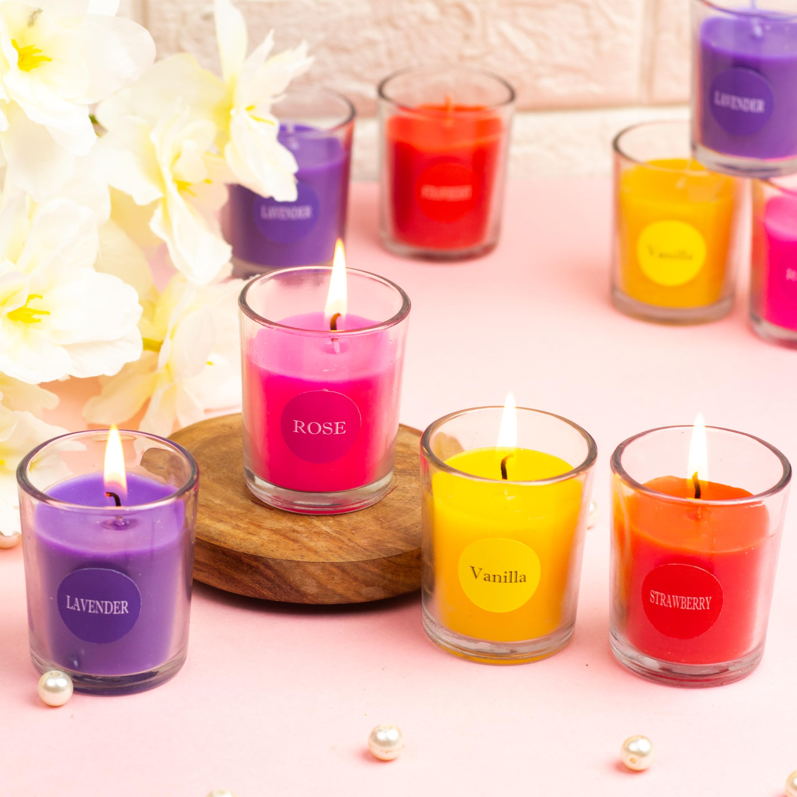 AuraDecor Set of 12 Fragrance Votive Glass Candles || Aromatheraphy || Corporate Gifting || Aroma Gift Set || Hand Poured Candle || Burn Upto 10 Hour (B0CH358JM8) Amazon Price History, Amazon Price Tracker
